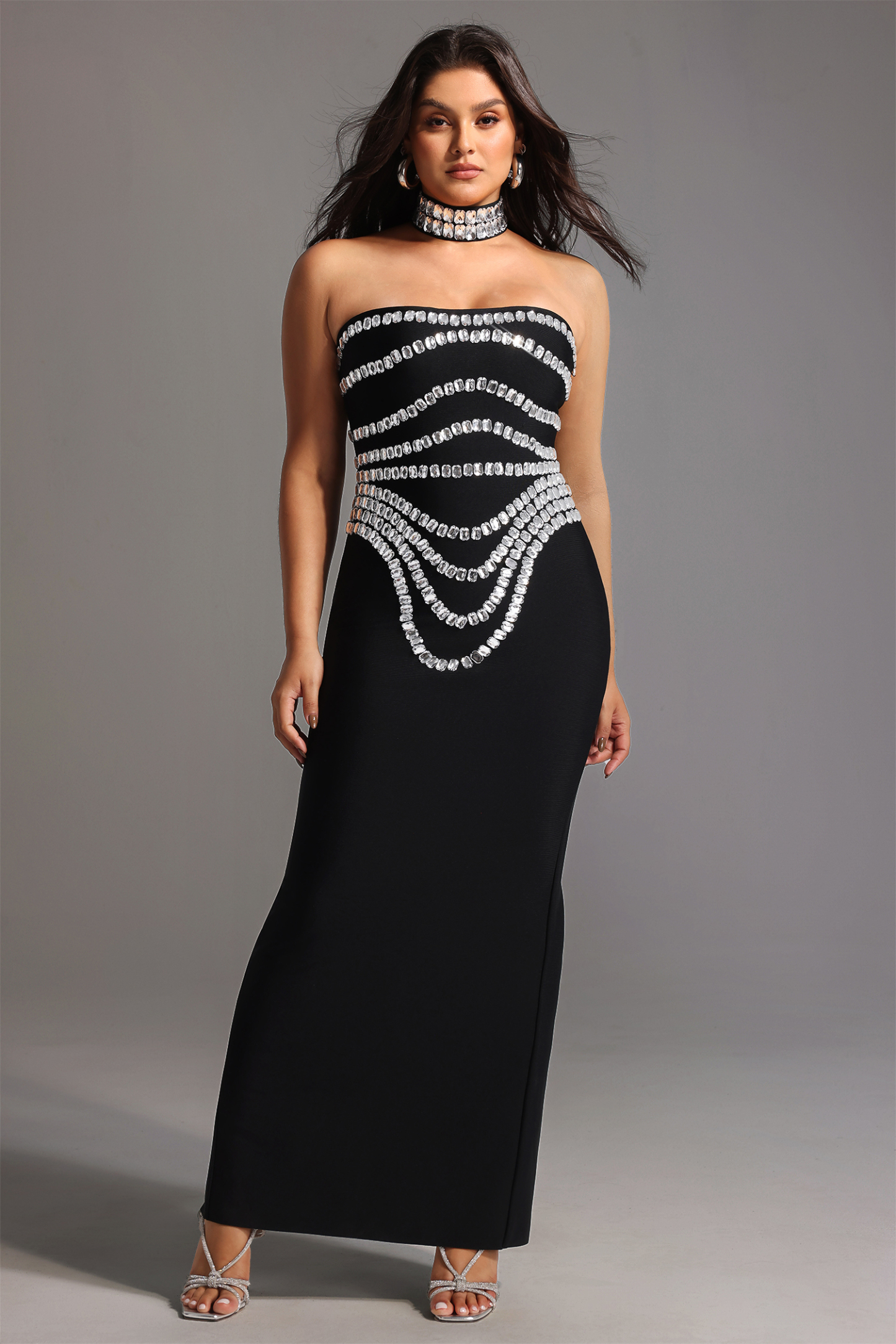 Wanda Sleeveless Diamond Bandage Maxi Dress
