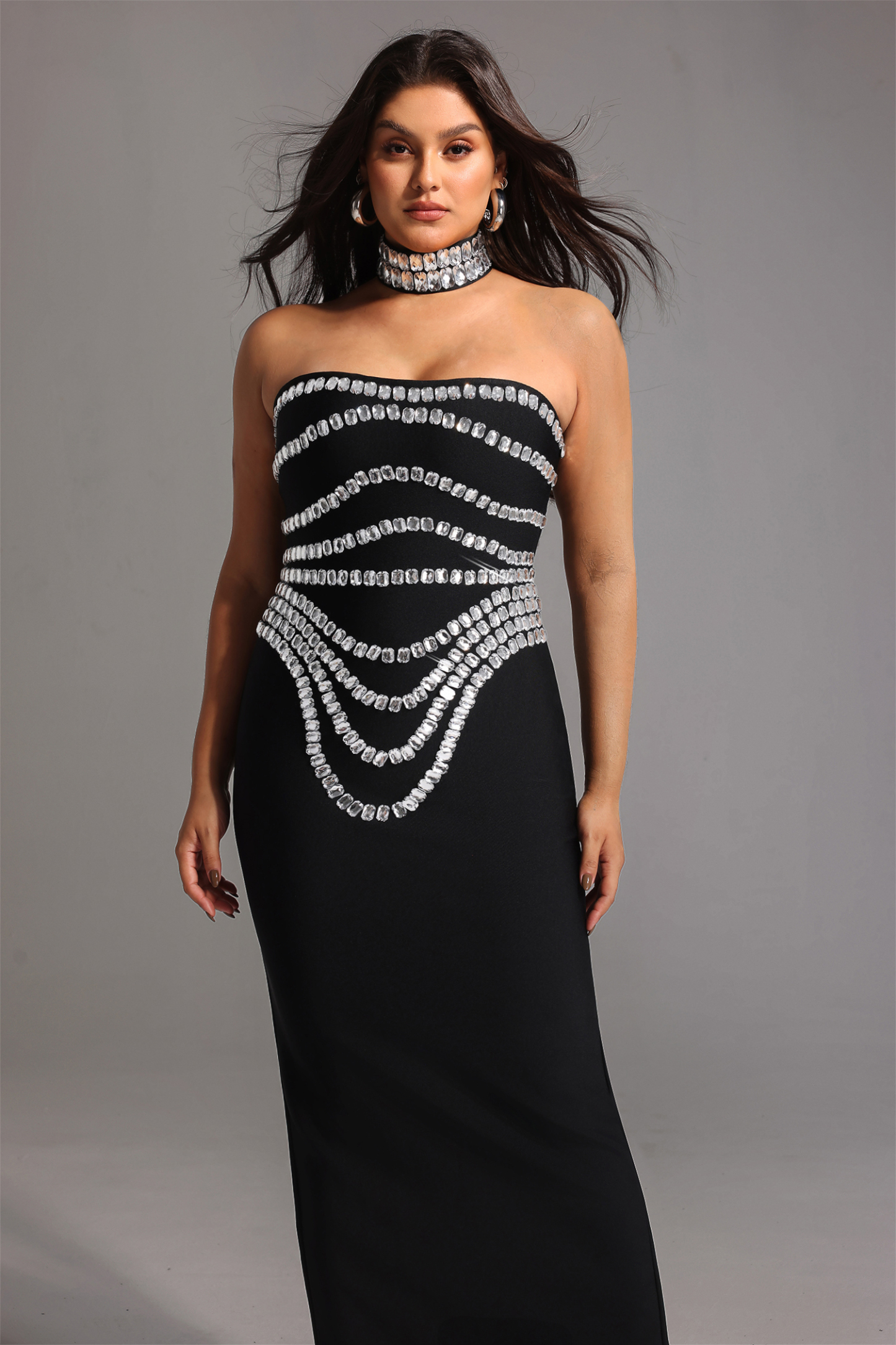 Wanda Sleeveless Diamond Bandage Maxi Dress