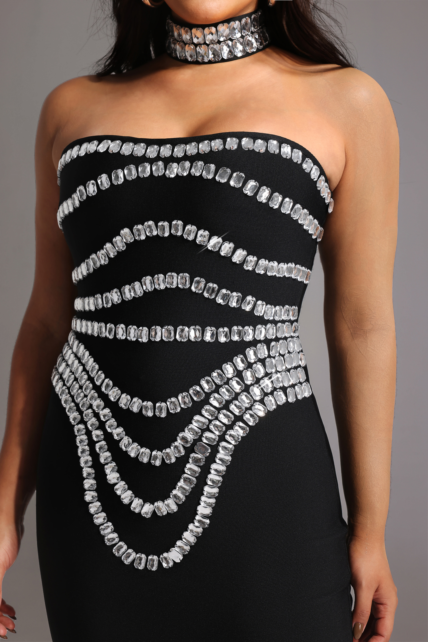 Wanda Sleeveless Diamond Bandage Maxi Dress