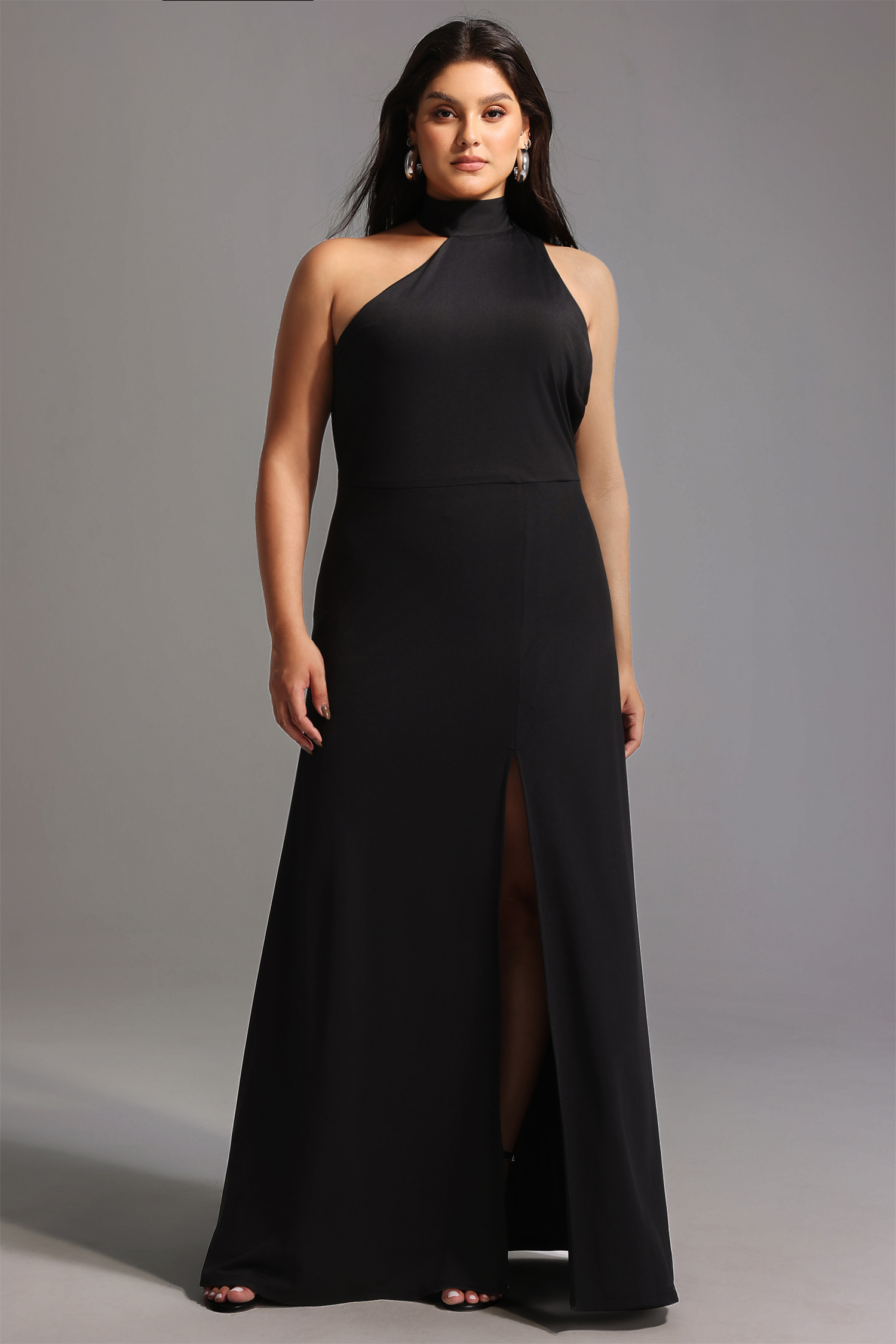 Ursula Halter One Shoulder Slit Maxi Dress