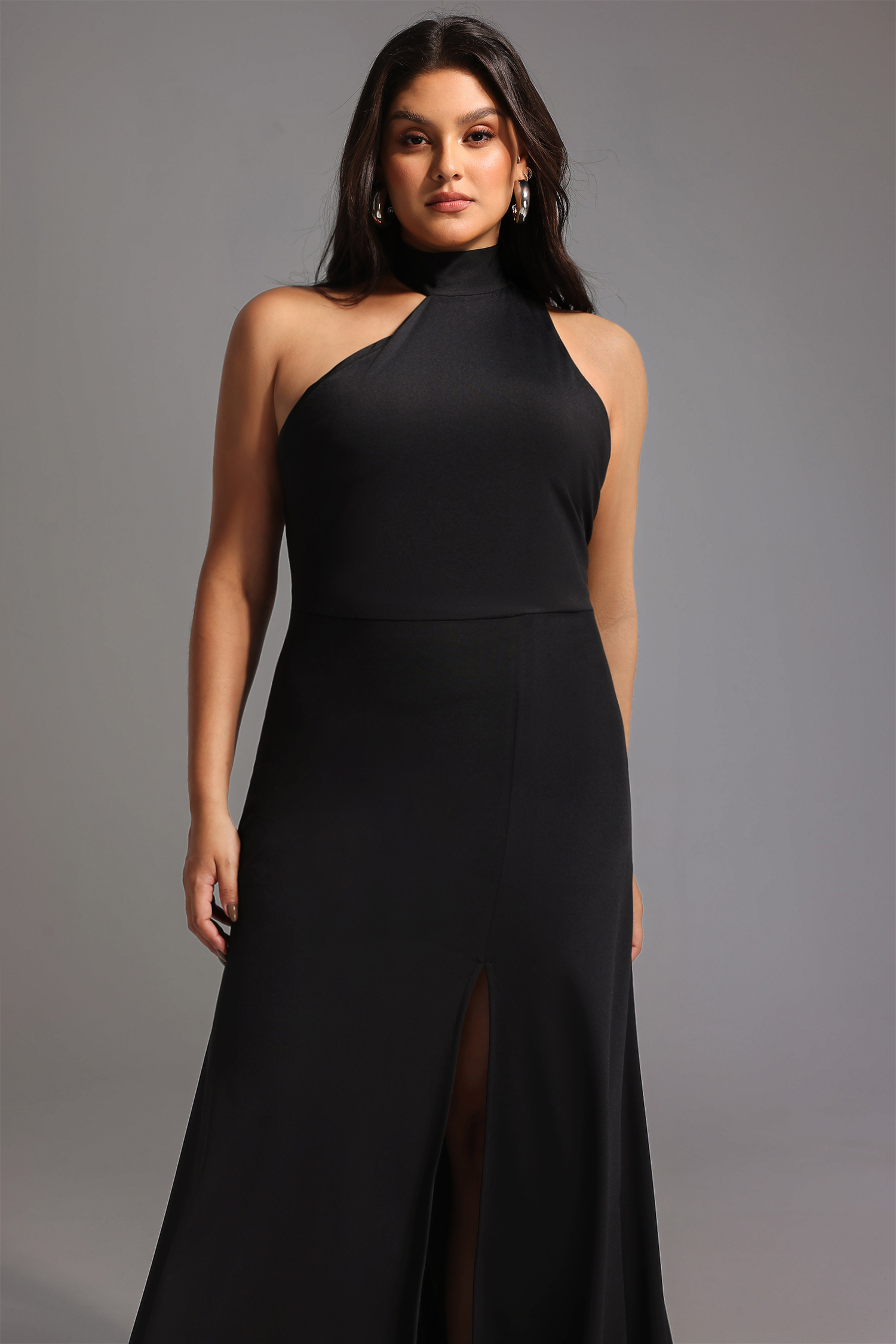 Ursula Halter One Shoulder Slit Maxi Dress
