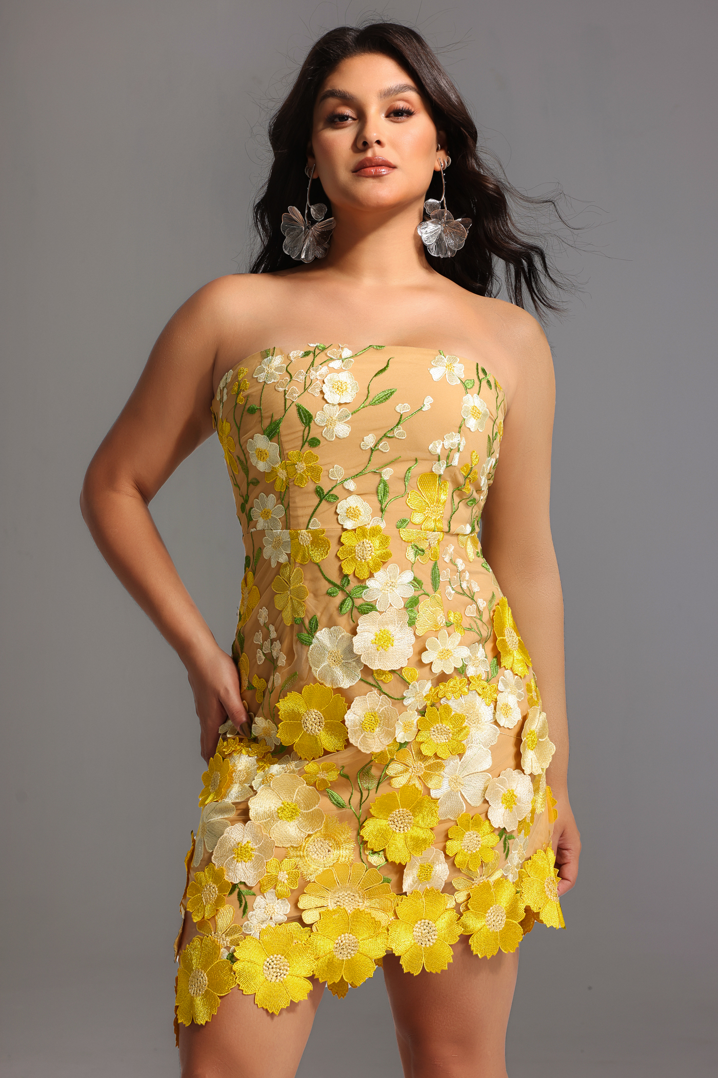 Kimmi Sleeveless Flowers Mini Dress