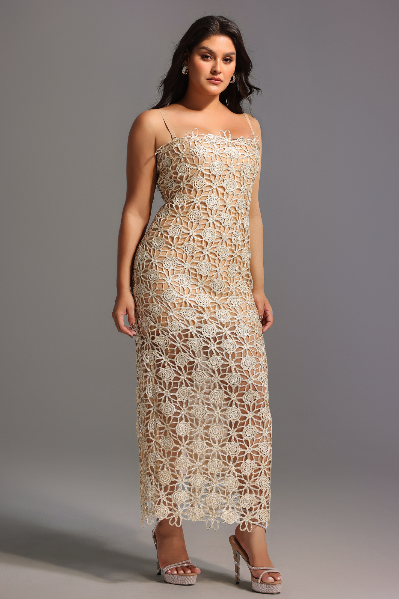 Lelia Sleeveless Hollow Out Slit Midi Dress