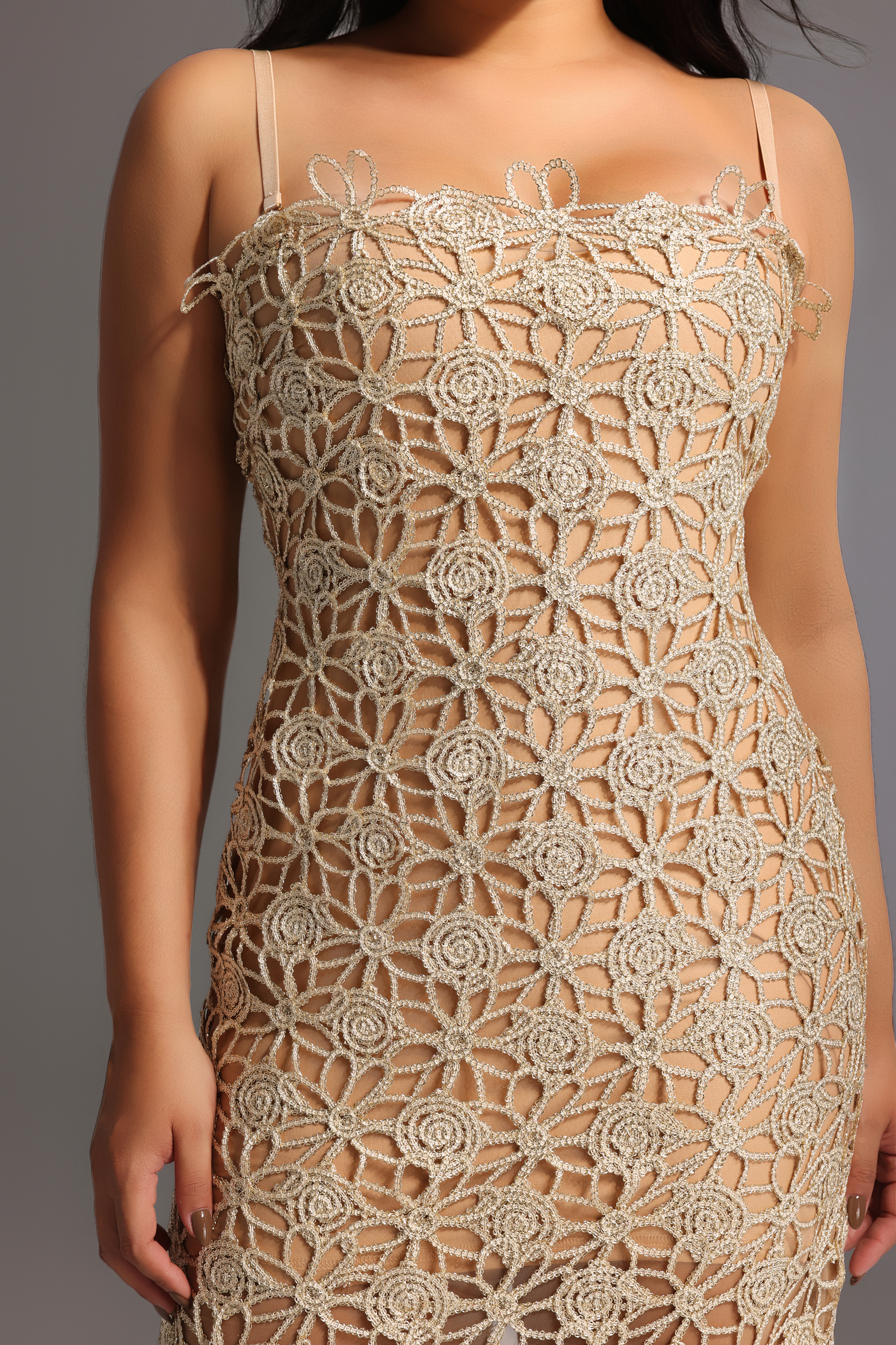 Lelia Sleeveless Hollow Out Slit Midi Dress