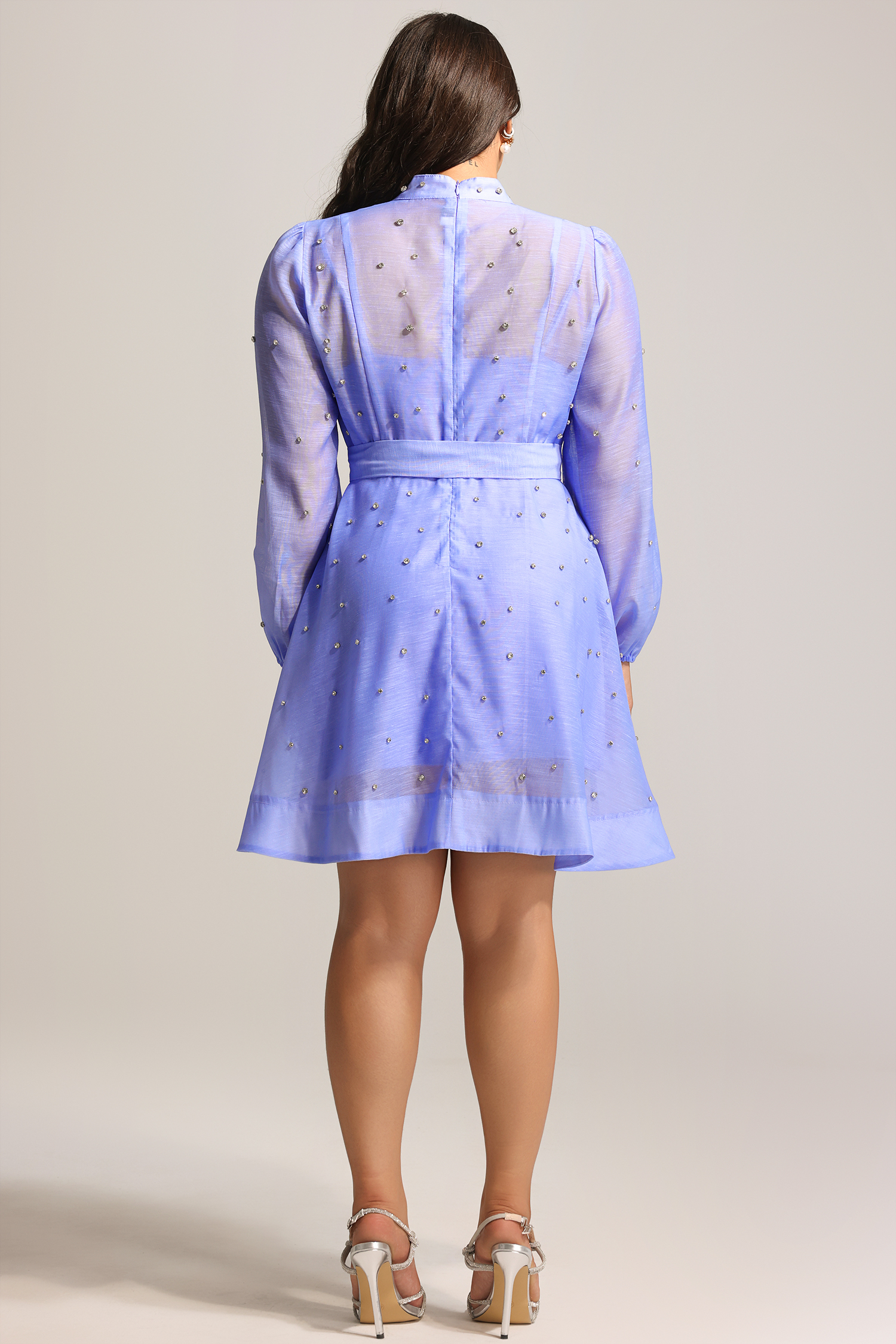 Farrah Long Sleeves Diamond Button Shirt Mini Dress