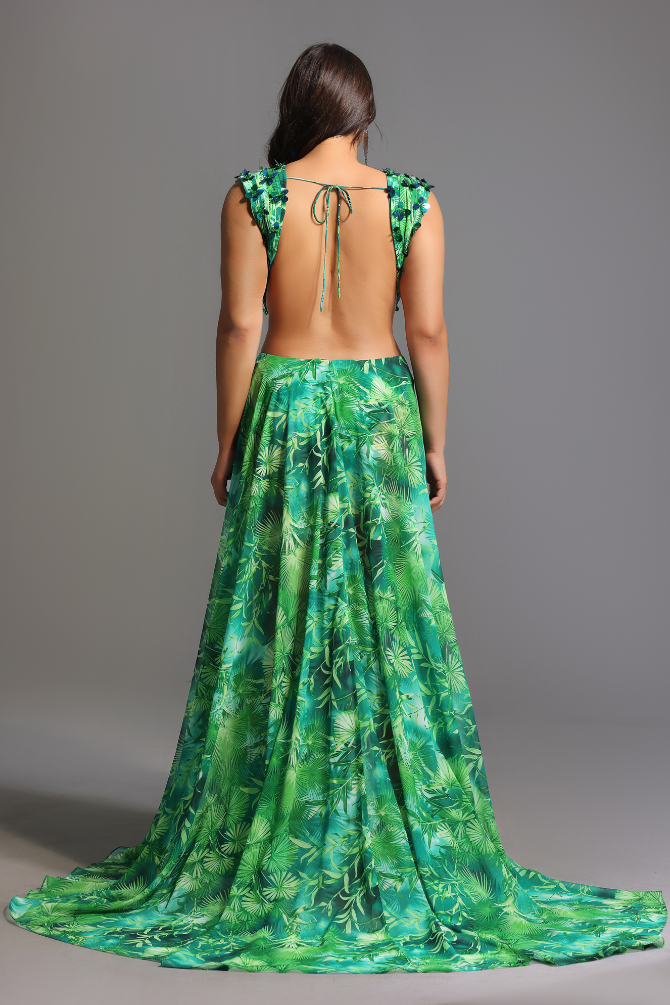 Yoland Printed Embellished Maxi Dress