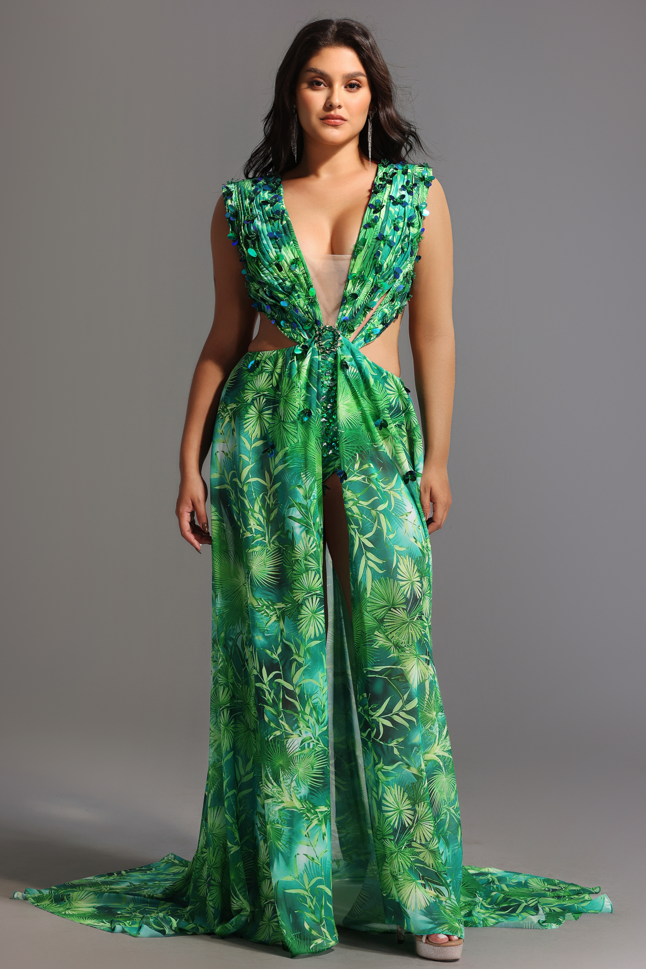 Yoland Printed Embellished Maxi Dress