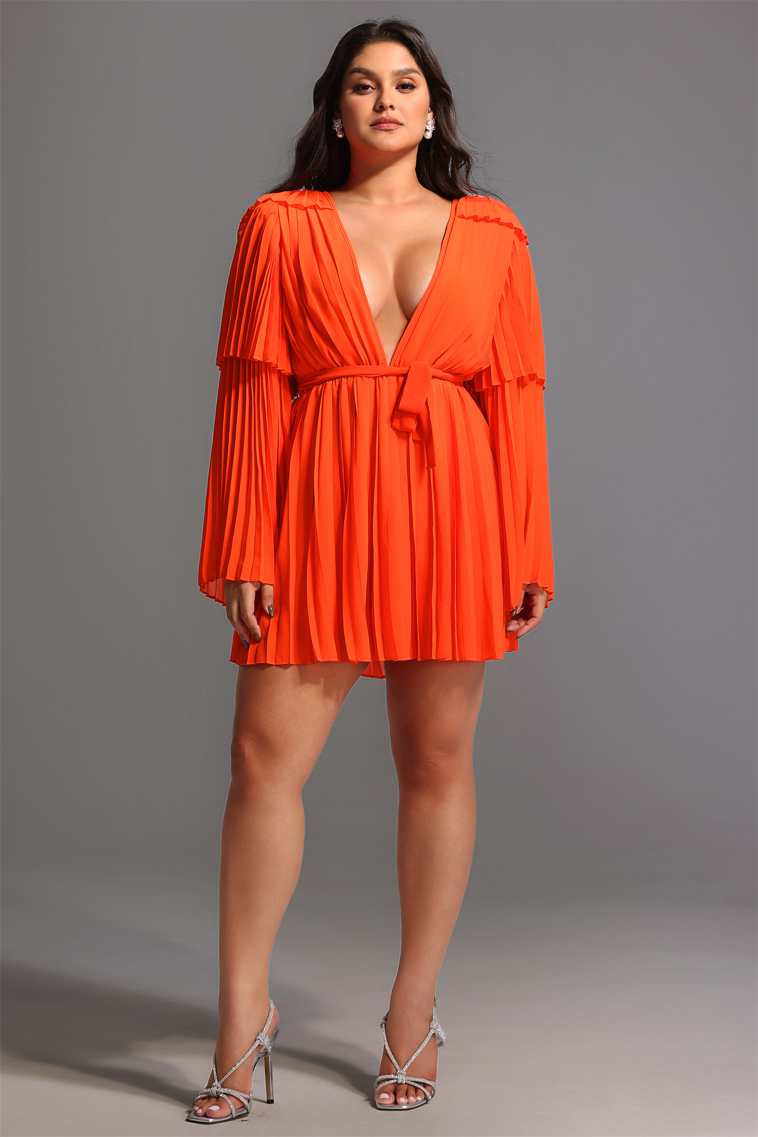 Lizew Pleated Mini Dress