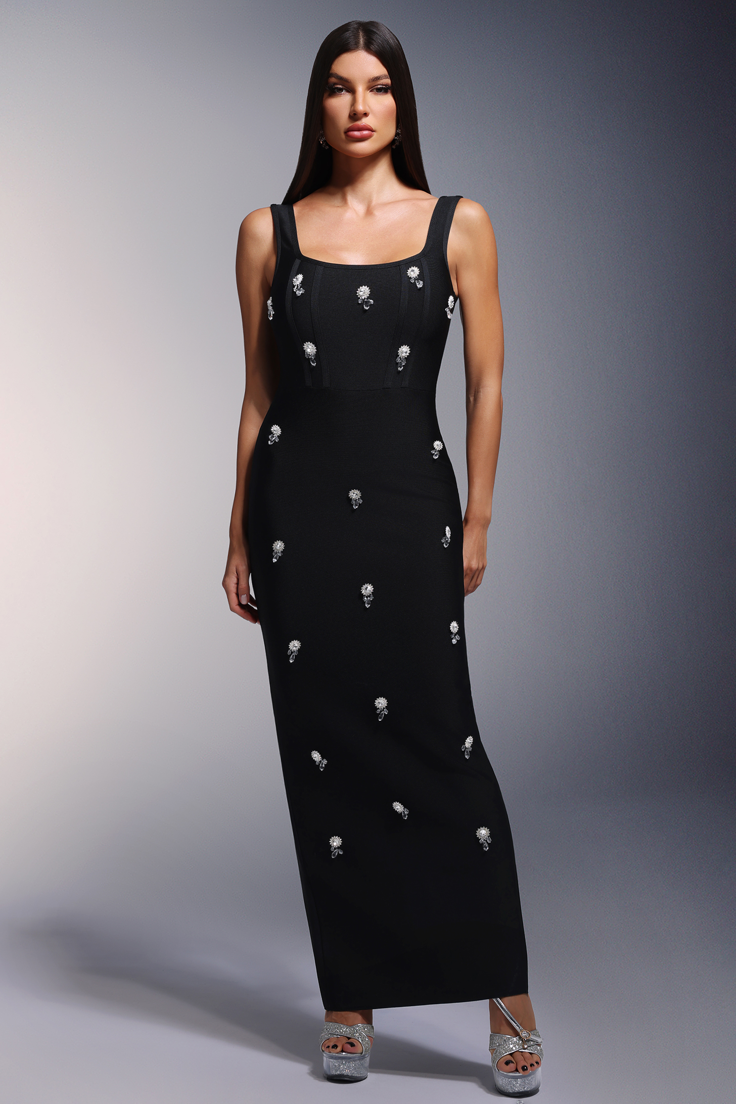 Selly Diamond Bandage Sleeveless Maxi Dress