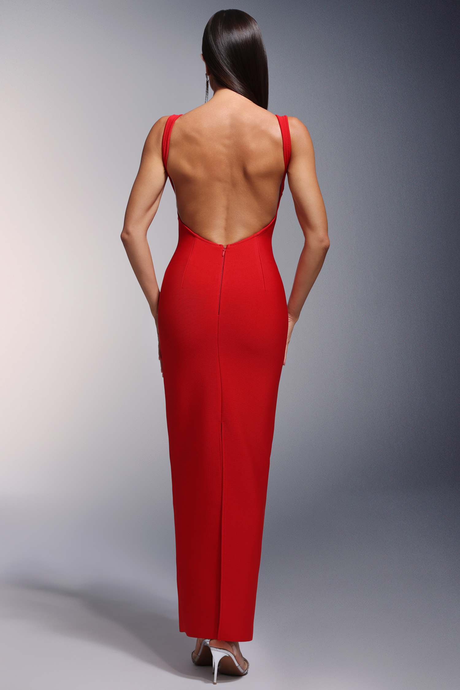 Racer Deep-V Backless Bandage Maxi Dress