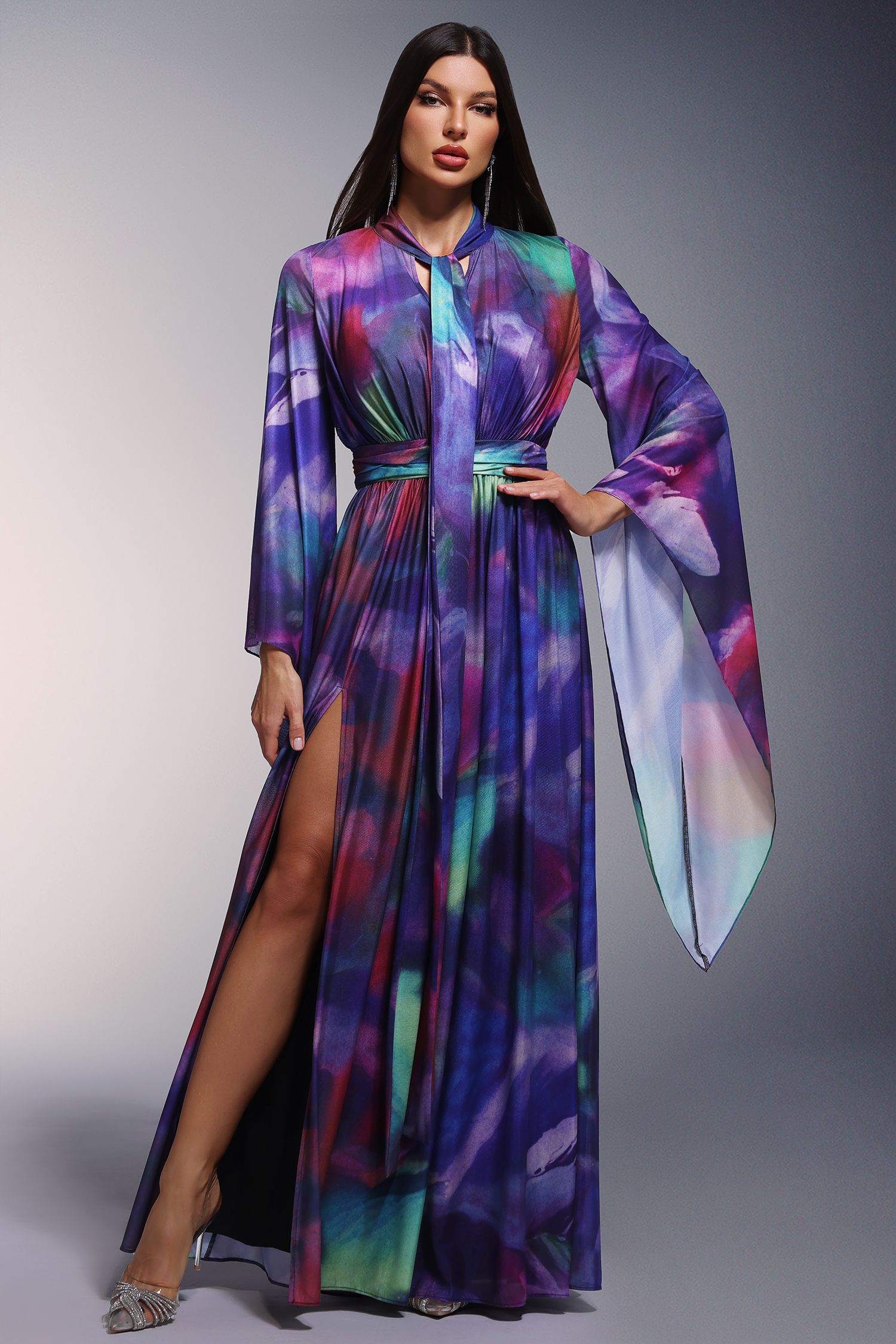 Gerasa Fold Long Sleeves Maxi Dress – Bellabarnett