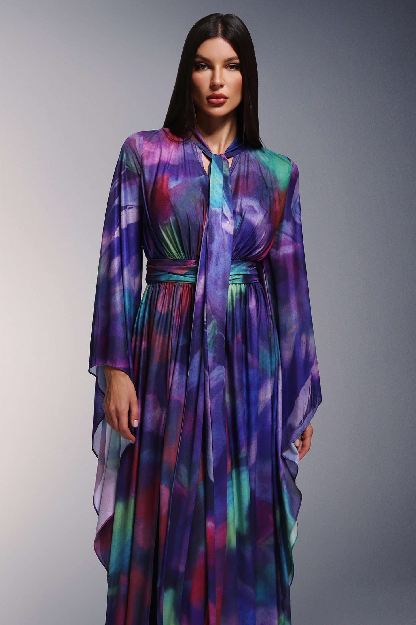 Gerasa Fold Long Sleeves Maxi Dress