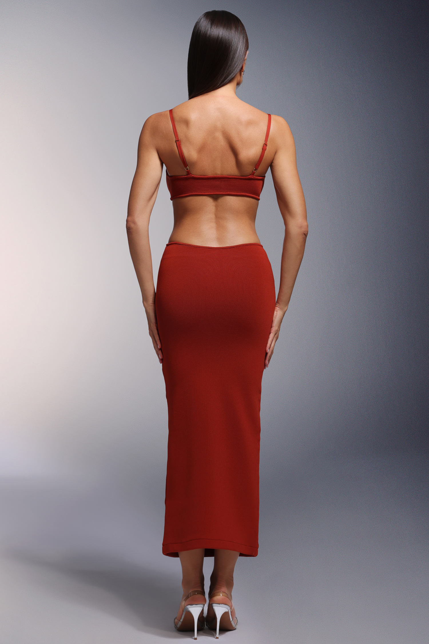 Uri Deep-V Diamond Tassels Bandage Maxi Dress