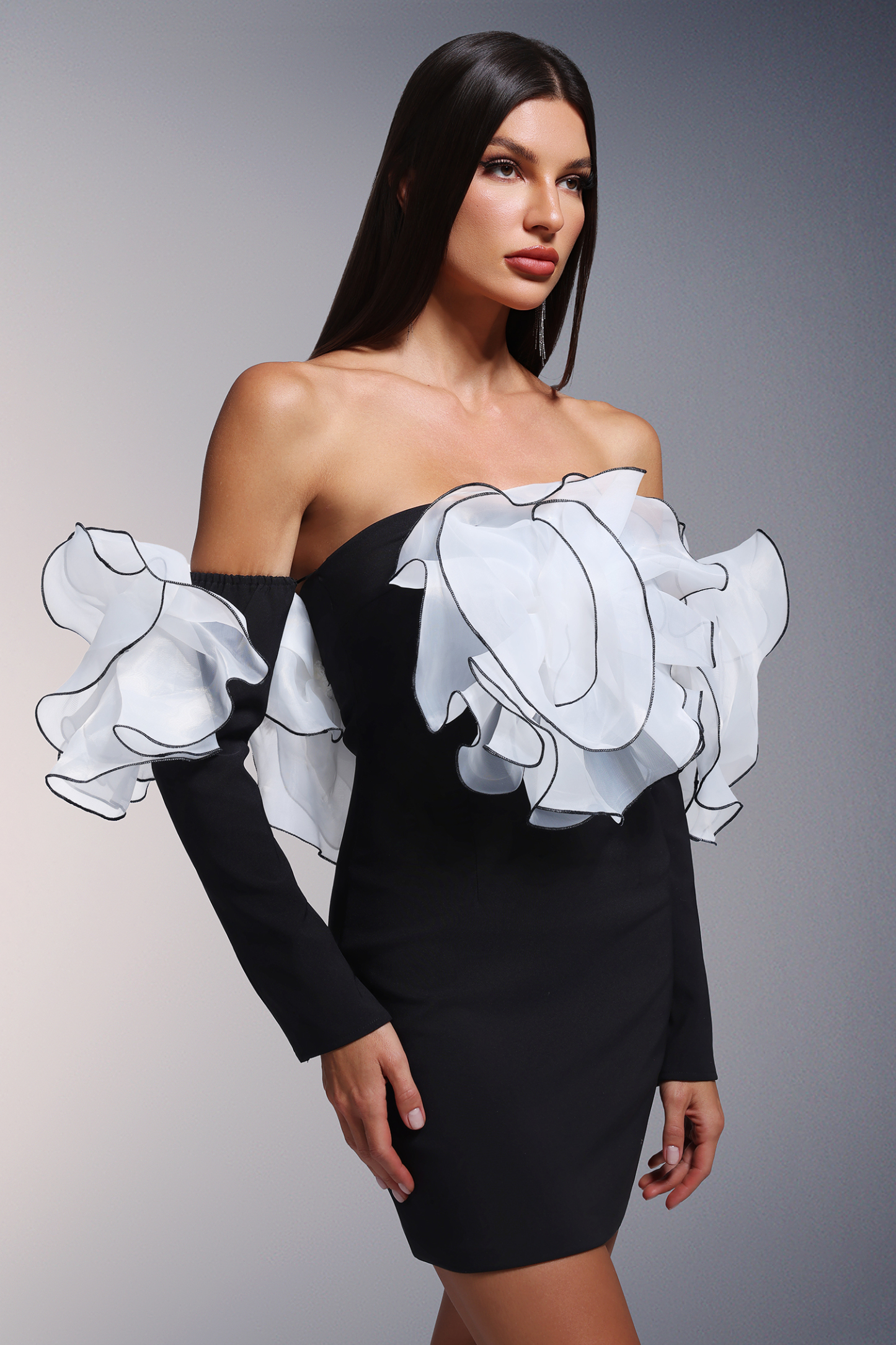 Iriana Flowers Strapless Mini Dress