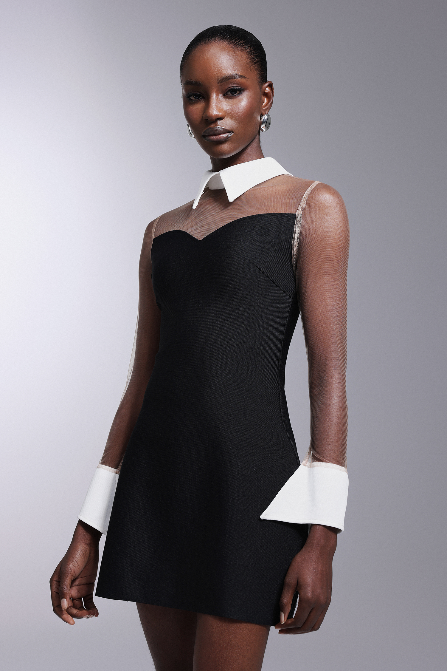 Uniko Shirt collar Bandage Mini Dress
