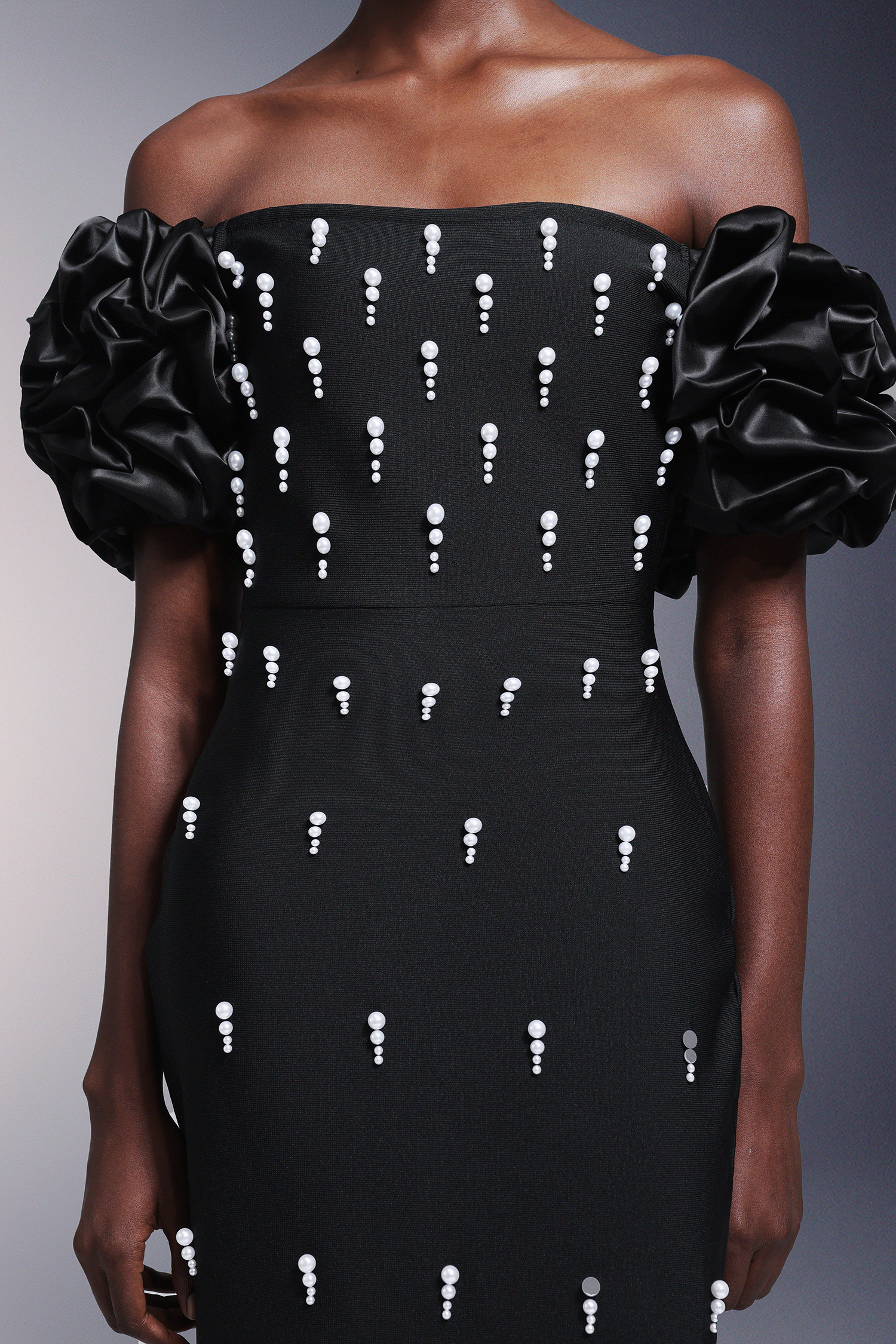 Yarera Strapless Pearls Bandage Maxi Dress