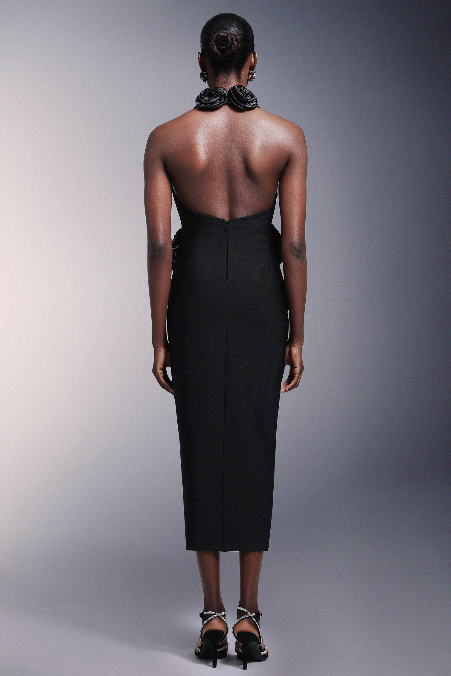 Sahara Flowers High Slit Deep-V Bandage Midi Dress