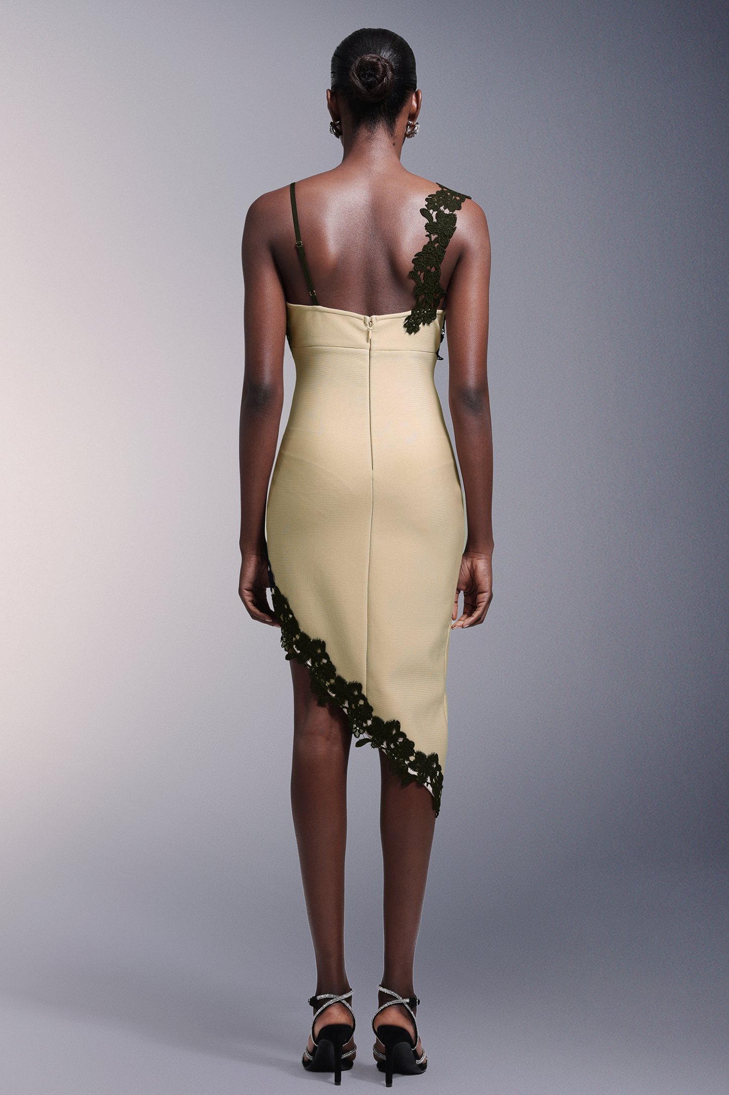 Turey High Slit Lace Bandage Midi Dress