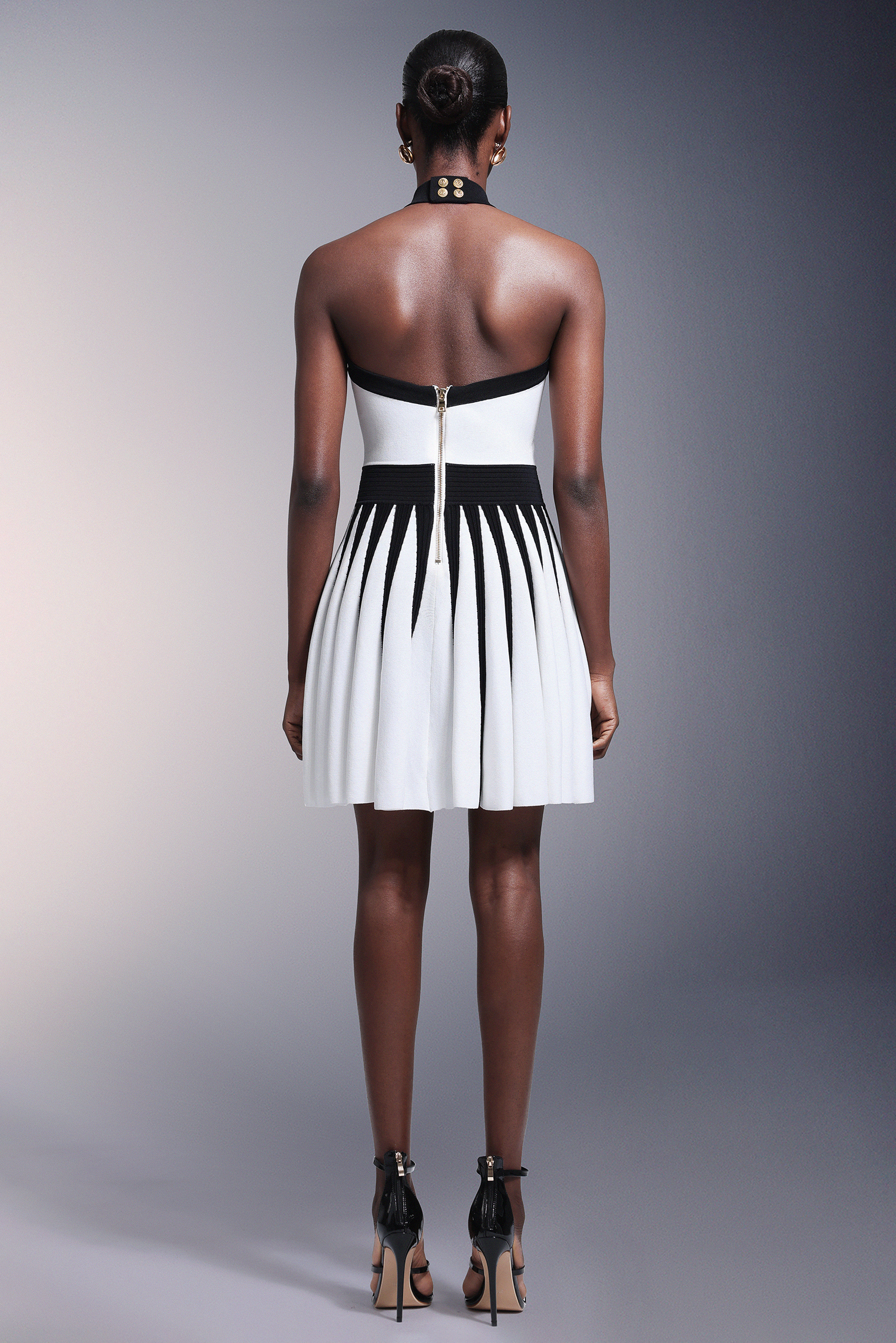 Iana Flower Halter Stripes Mini Dress