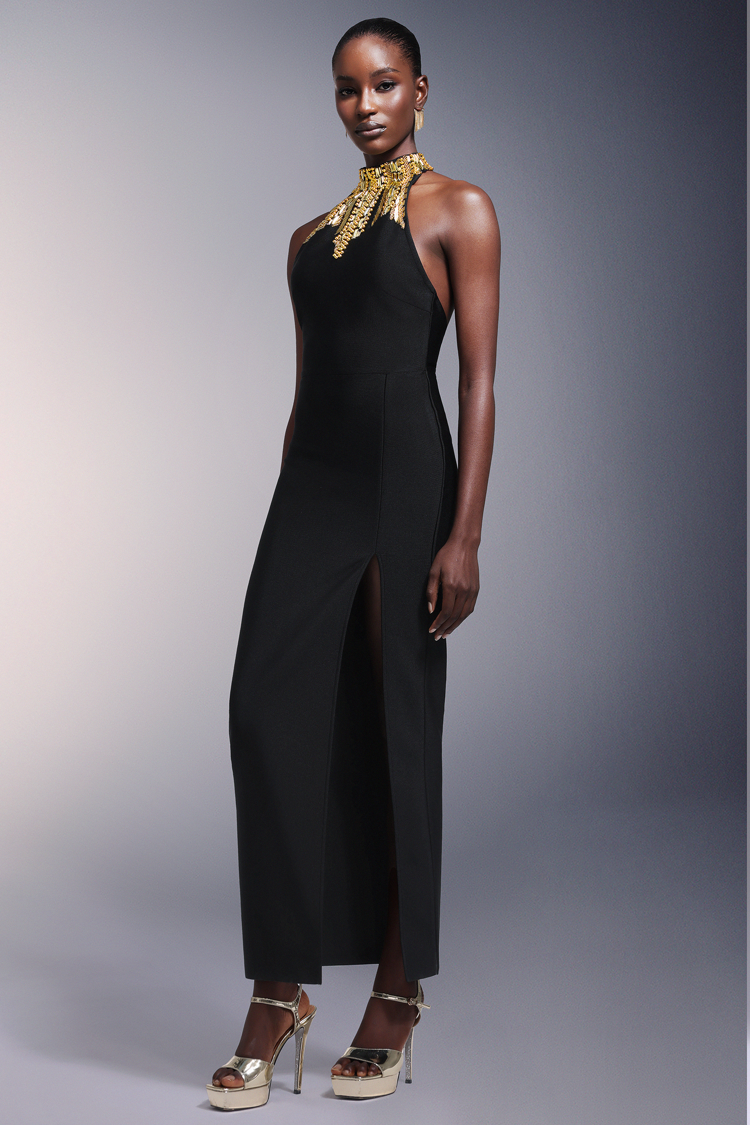 Tahoe High Slit Backless Bandage Maxi Dress