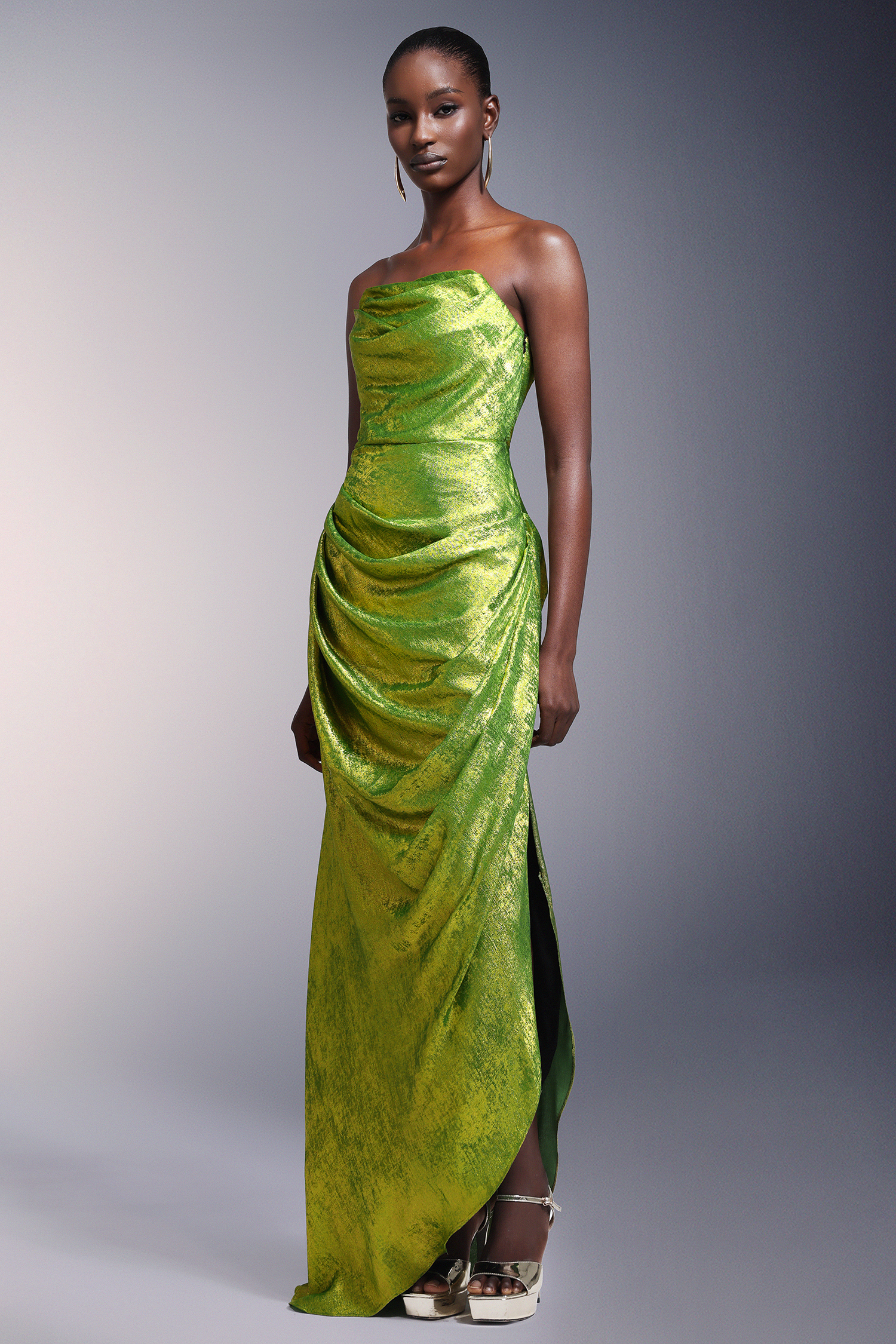 Jayden Sleeveless Fold Velour Maxi Dress