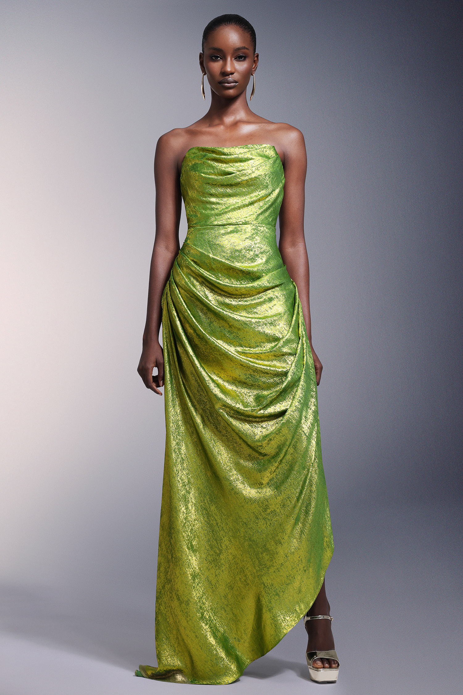 Jayden Sleeveless Fold Velour Maxi Dress