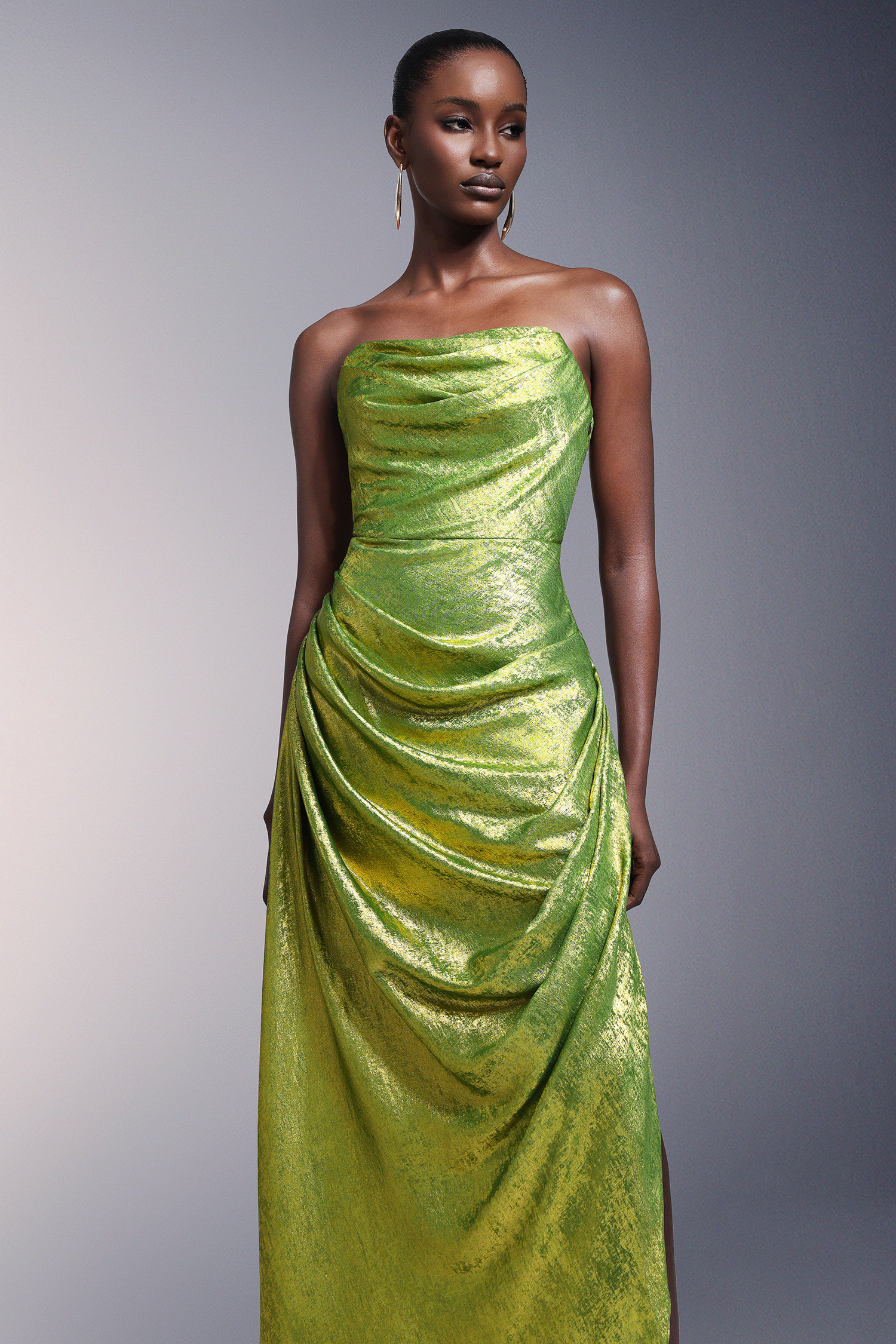 Jayden Sleeveless Fold Velour Maxi Dress