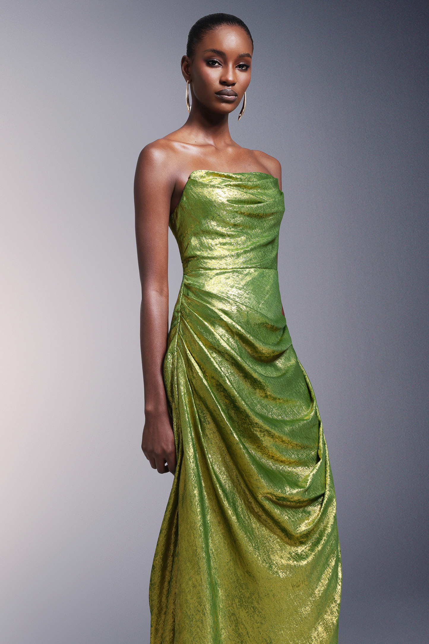 Jayden Sleeveless Fold Velour Maxi Dress