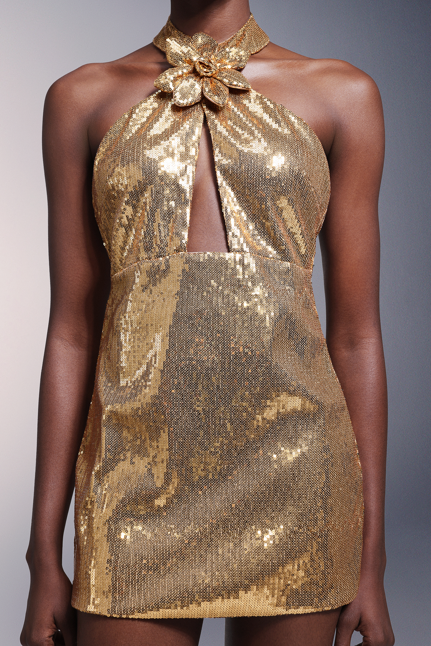 Dolo Halter Sequins Backless Mini Dress