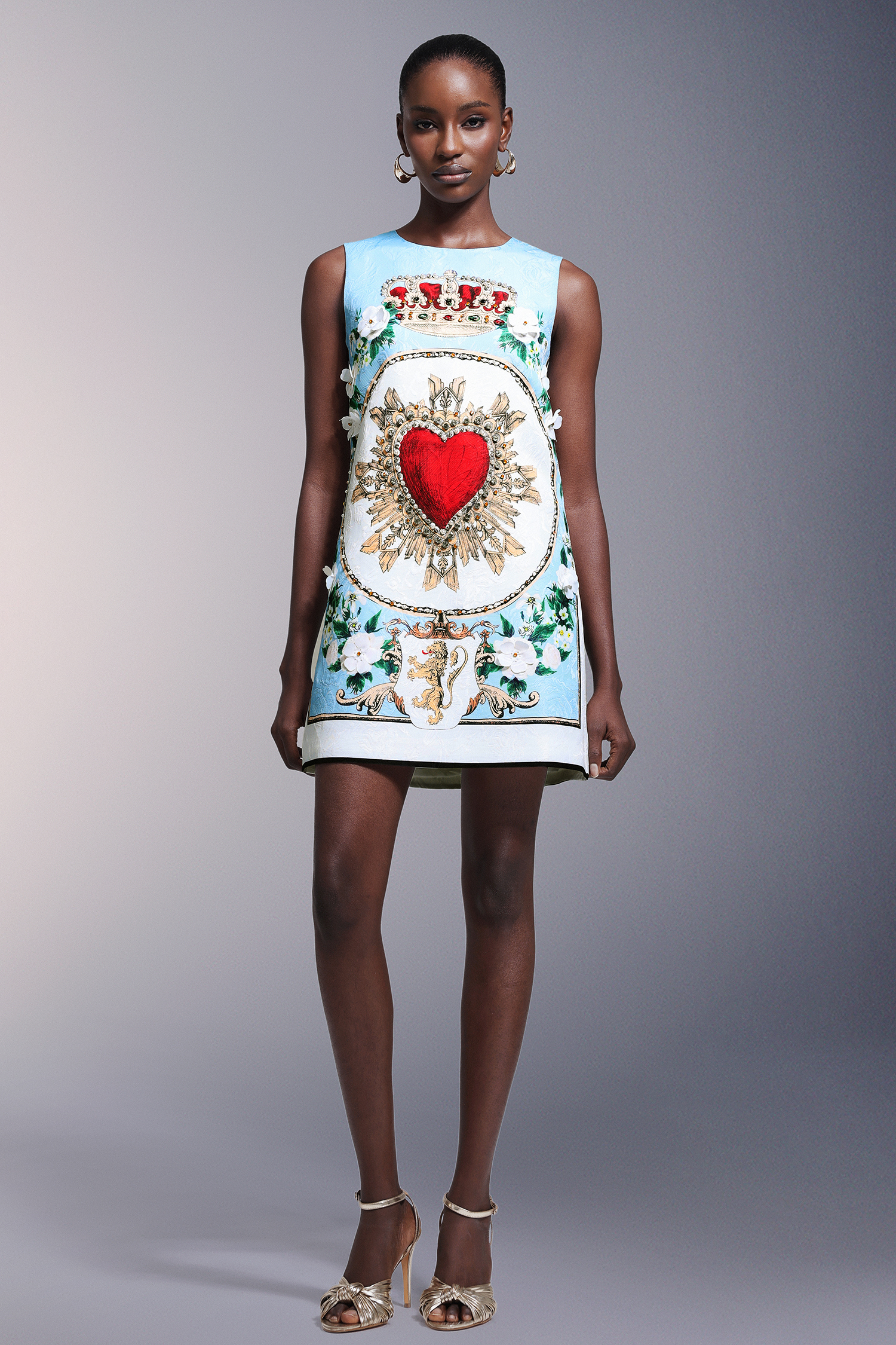 Valo Flowers Diamond Pearls Sleeveless Mini Dress