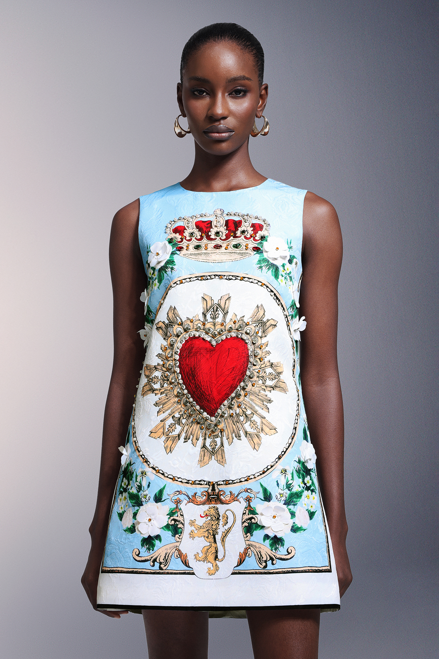 Valo Flowers Diamond Pearls Sleeveless Mini Dress