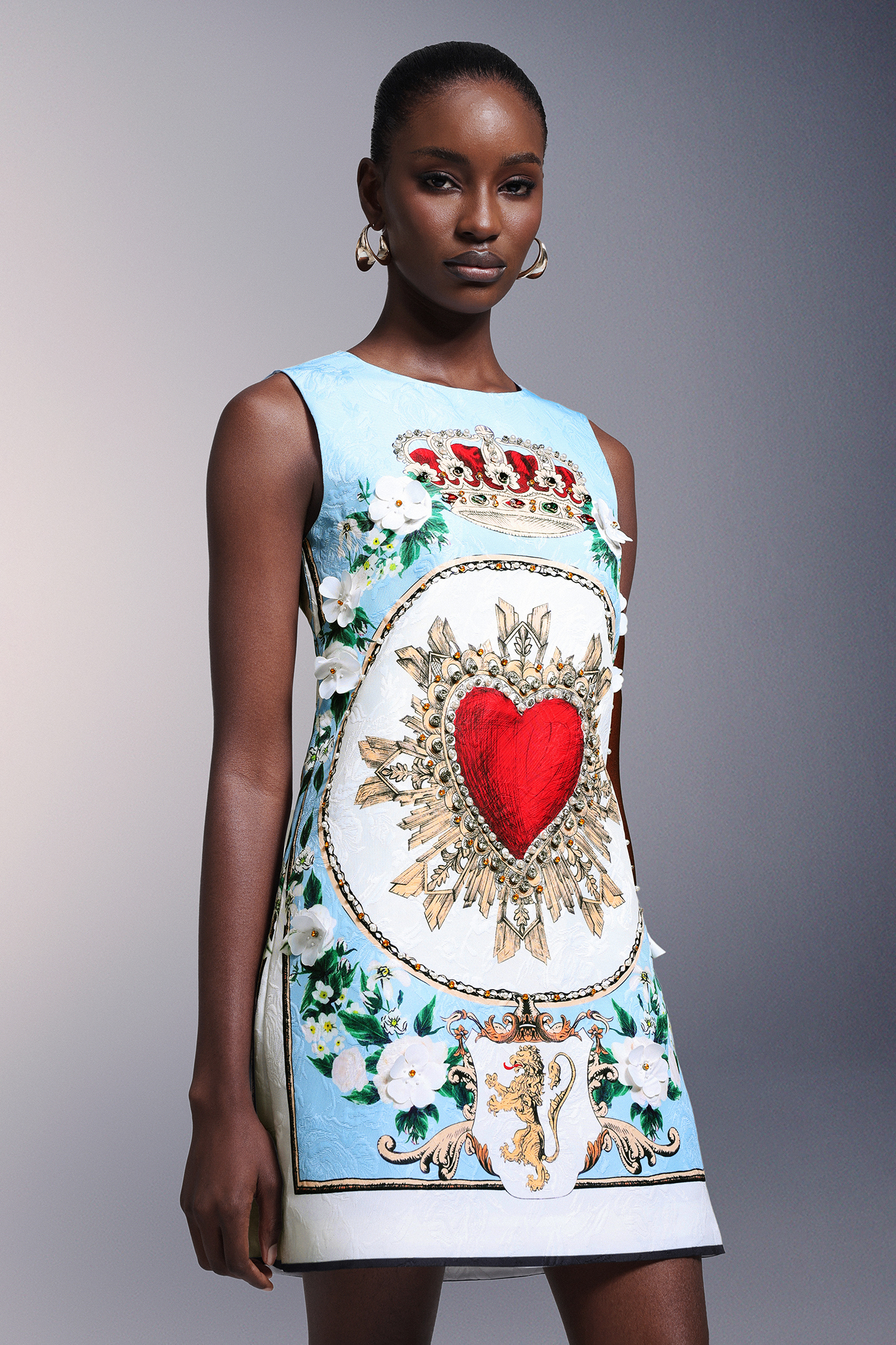 Valo Flowers Diamond Pearls Sleeveless Mini Dress