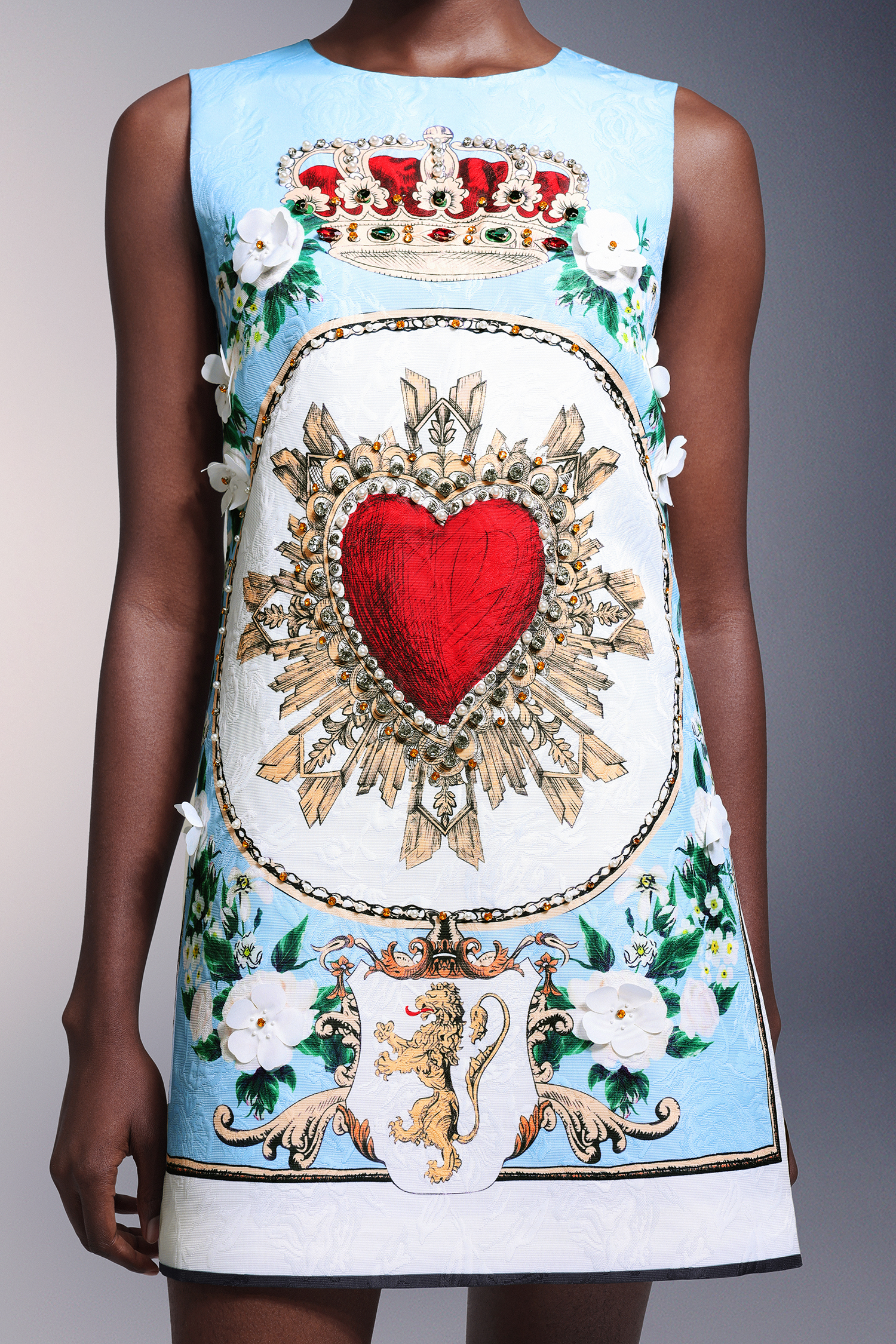 Valo Flowers Diamond Pearls Sleeveless Mini Dress