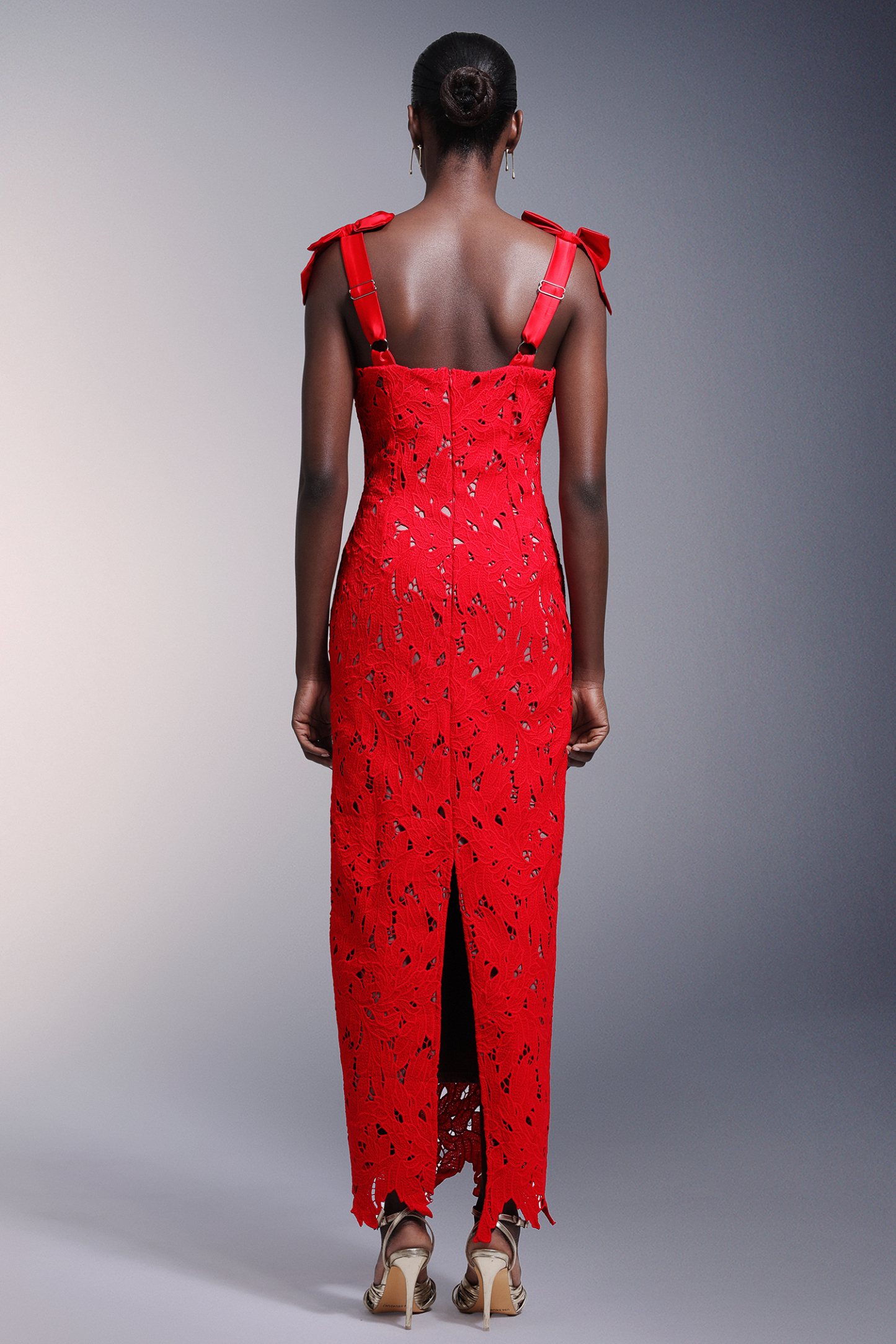 Teela Bows Lace Sleeveless Maxi Dress