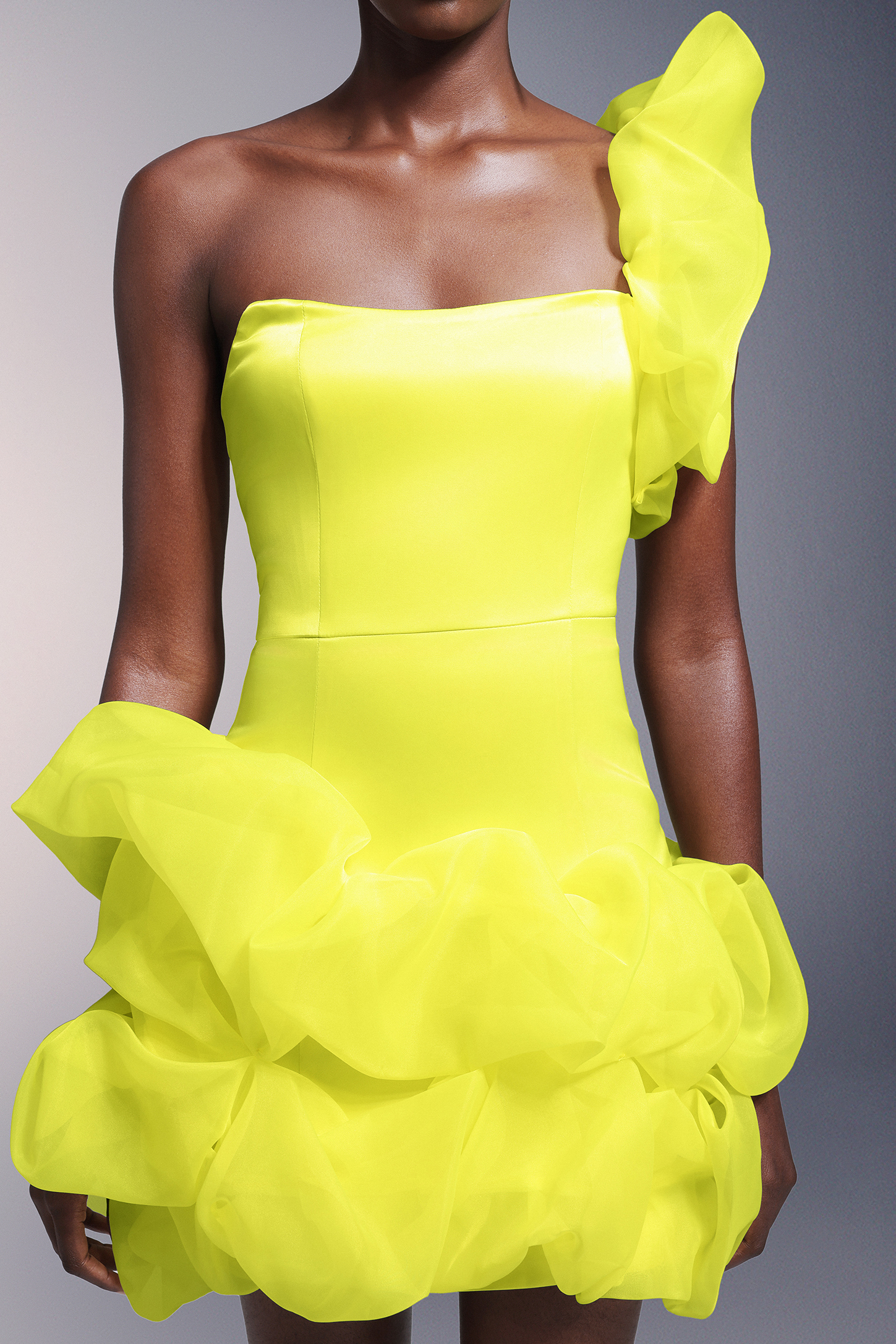 Lane Flowers One Shoulder Asymmetry Mini Dress
