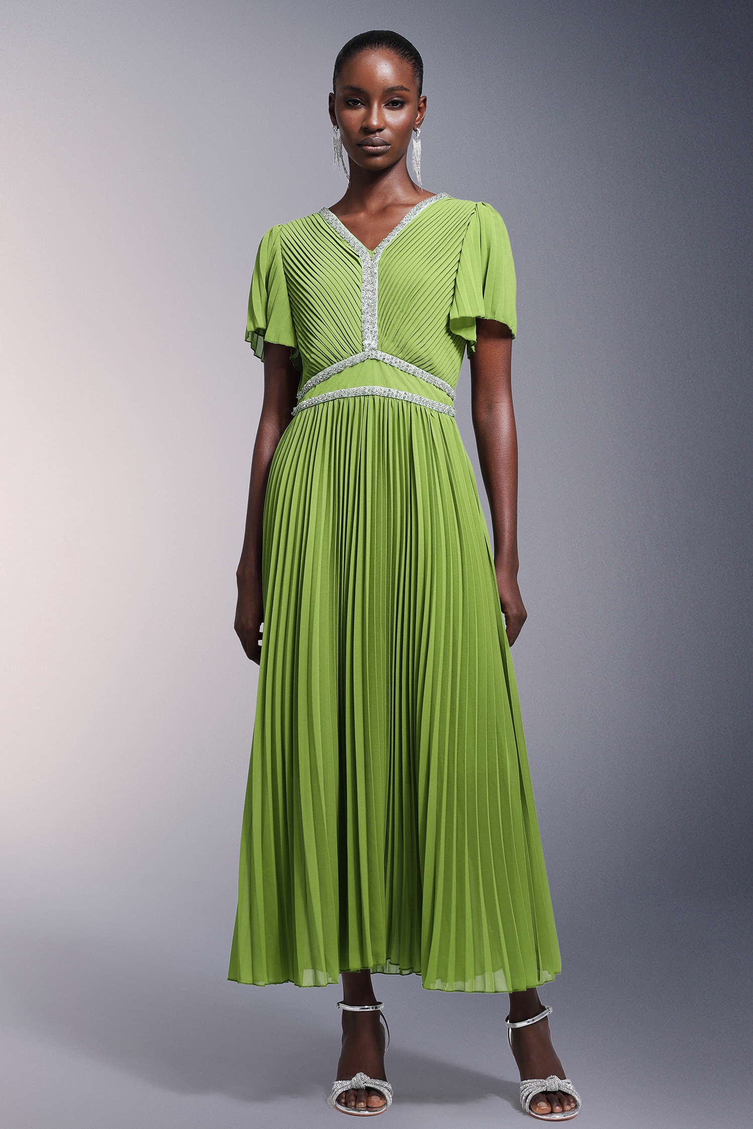 Mitzi Diamond Short Sleeves Maxi Dress
