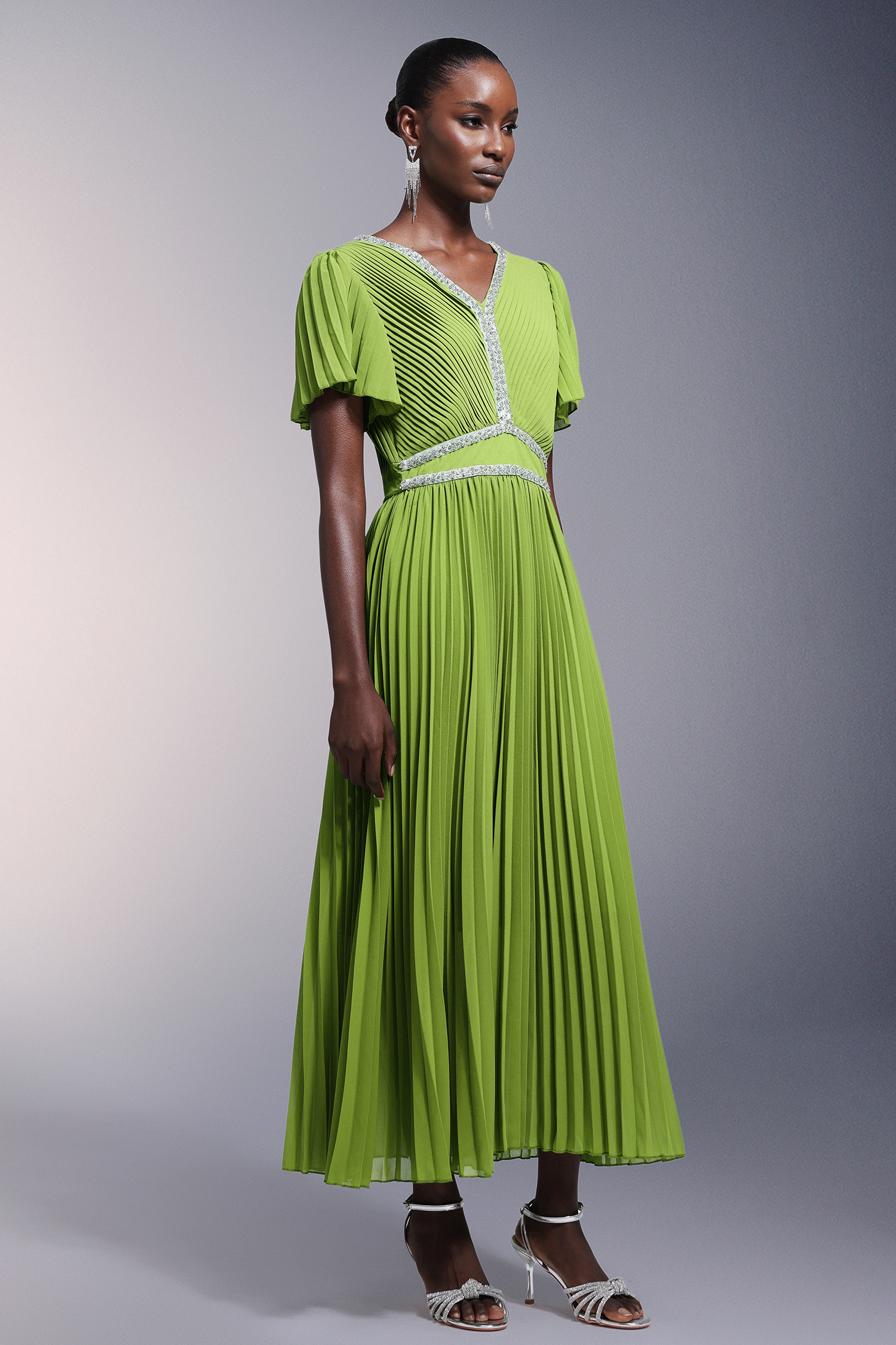 Mitzi Diamond Short Sleeves Maxi Dress