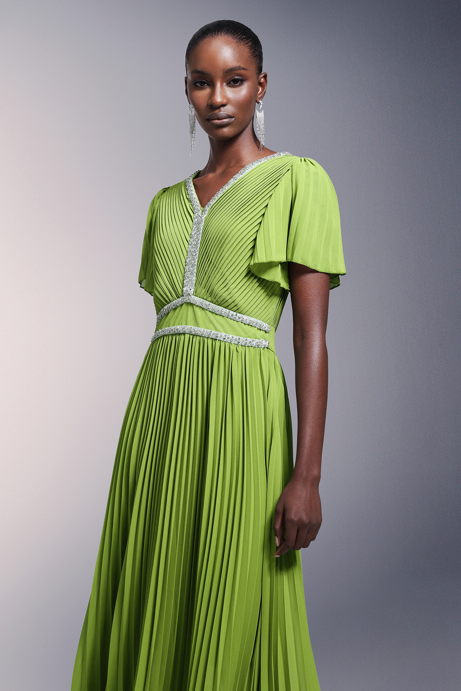 Mitzi Diamond Short Sleeves Maxi Dress