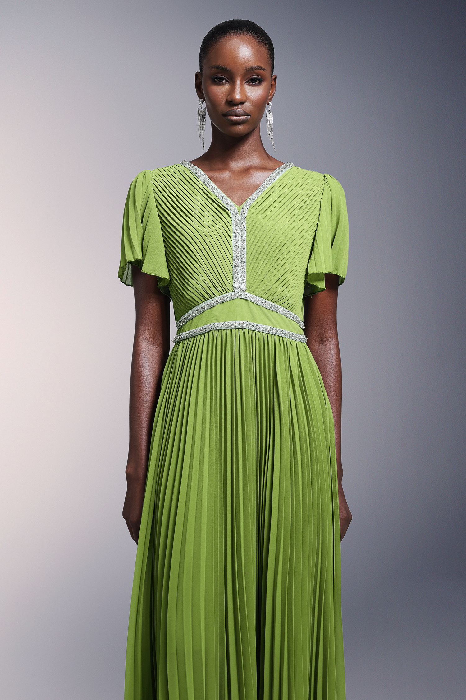 Mitzi Diamond Short Sleeves Maxi Dress