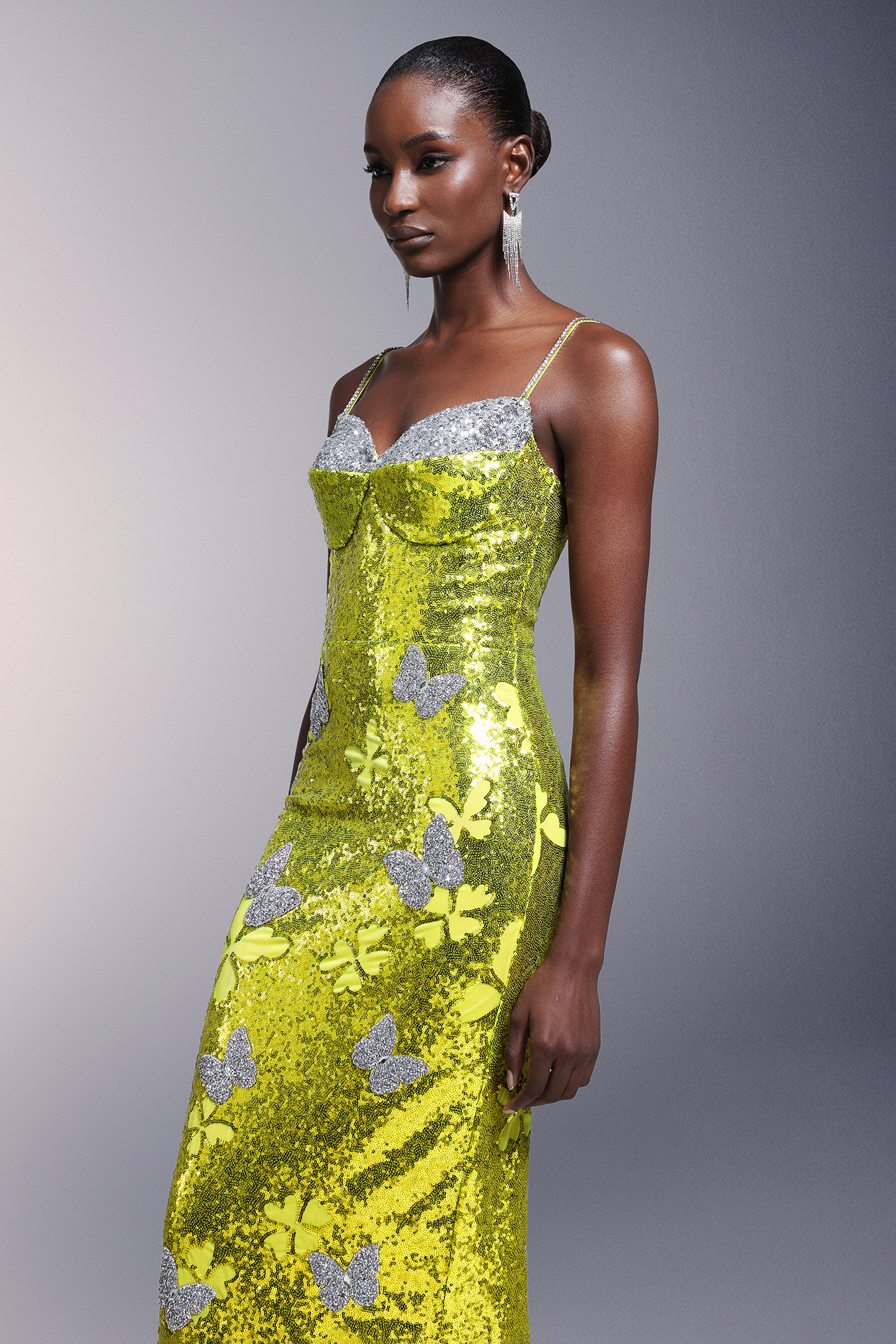 Raisin Sleeveless Diamond Sequin Maxi Dress