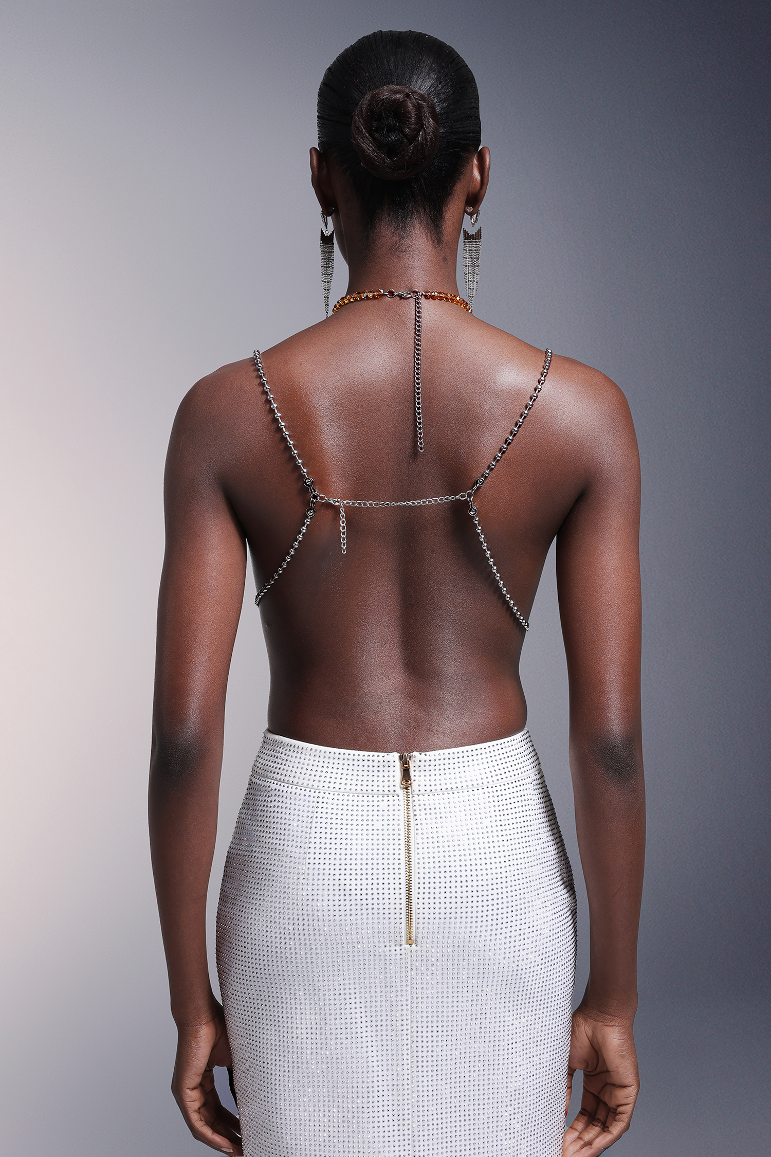 Rosi Sleeveless Halter Tassels Chest Chain