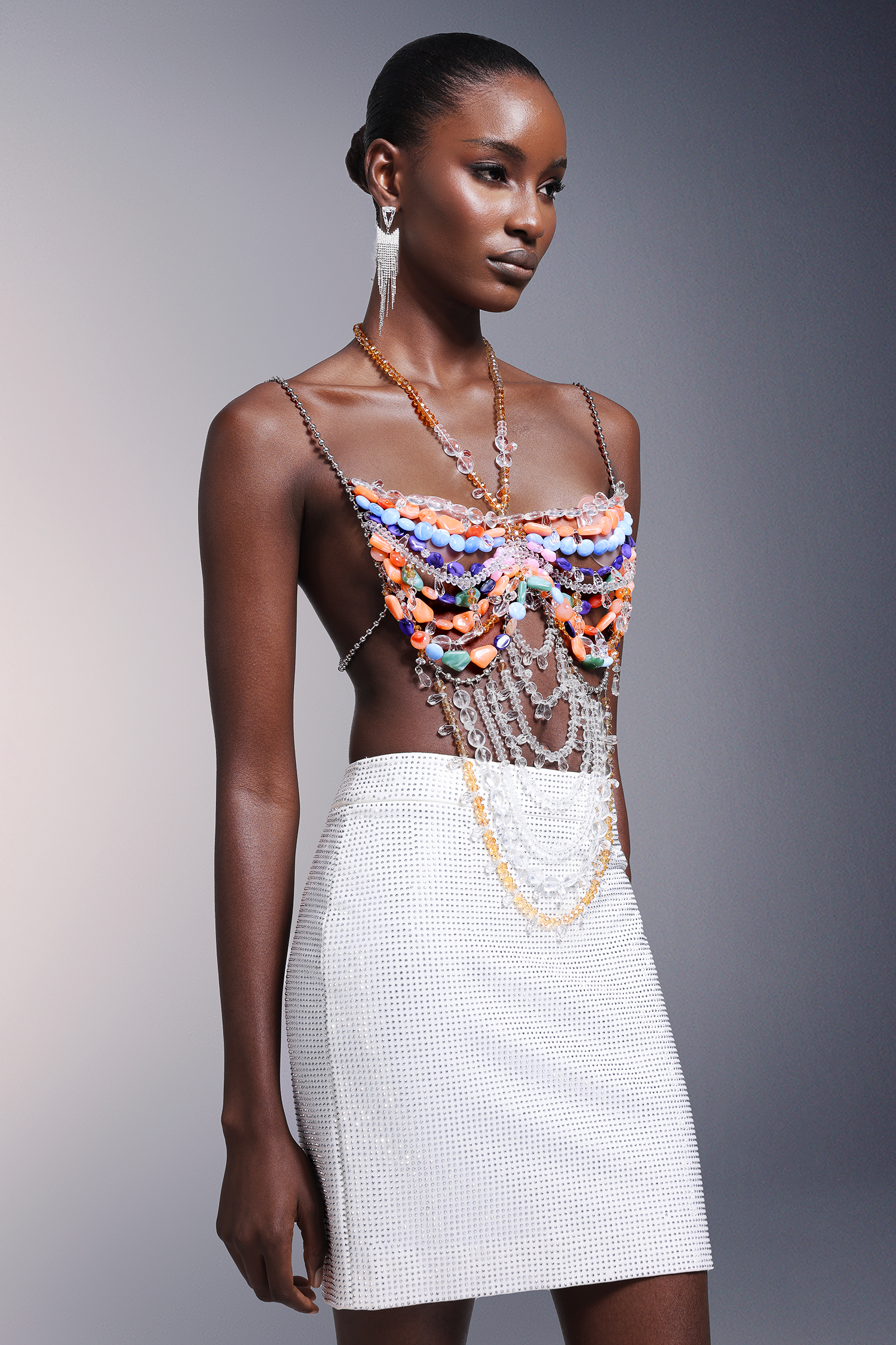 Rosi Sleeveless Halter Tassels Chest Chain