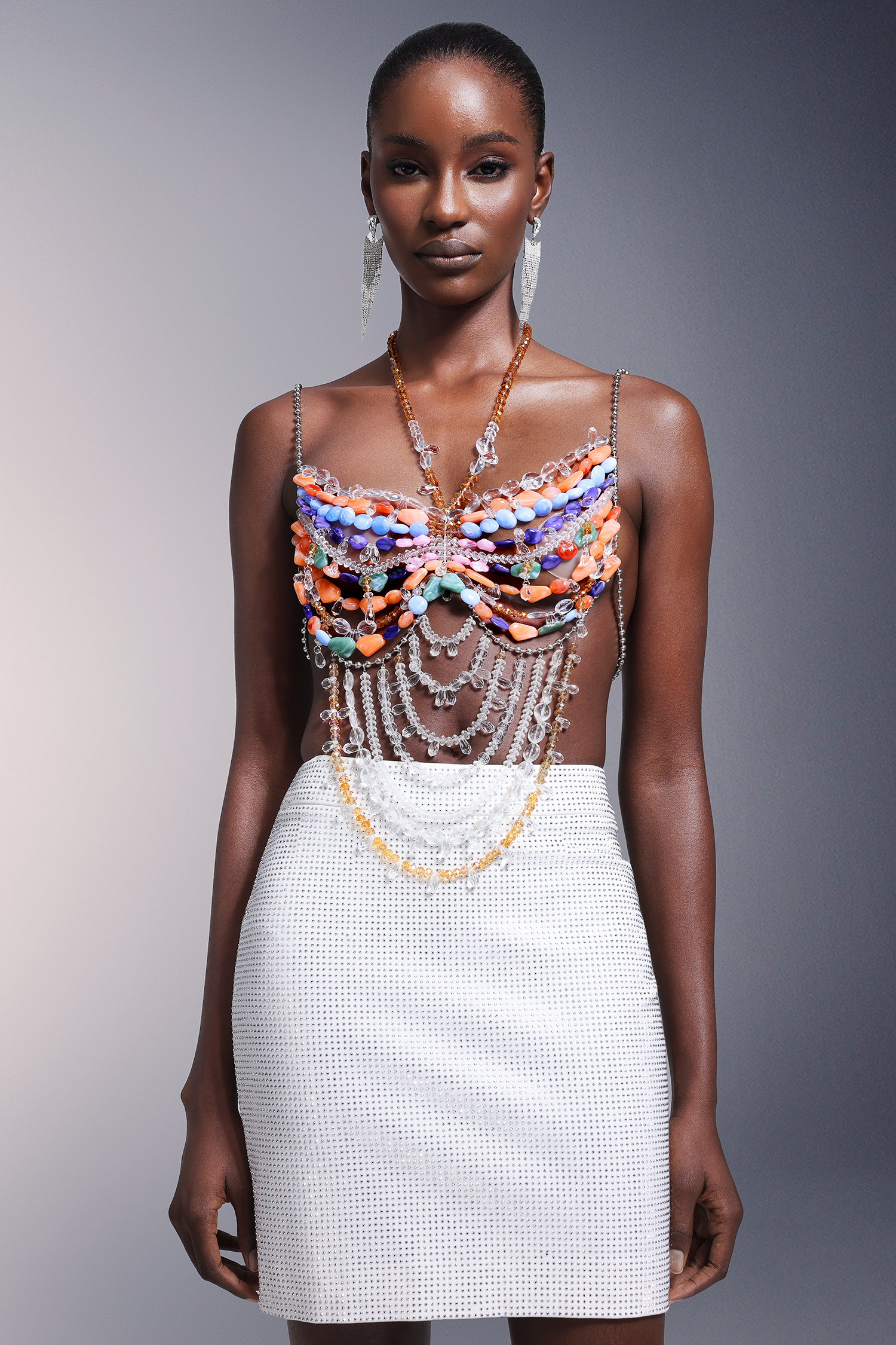 Rosi Sleeveless Halter Tassels Chest Chain
