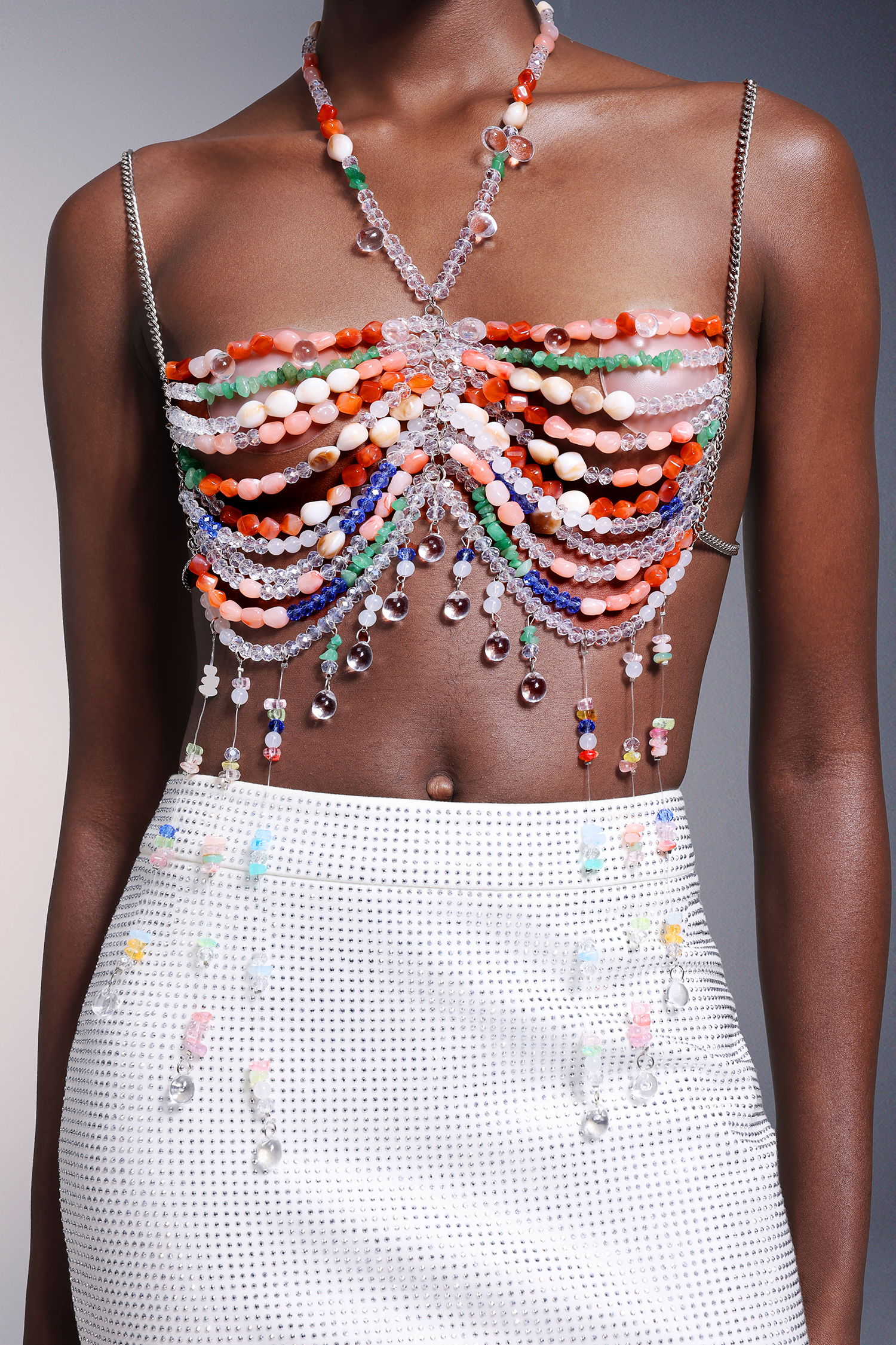 Emberson Sleeveless Halter Beadwork  Chest Chain