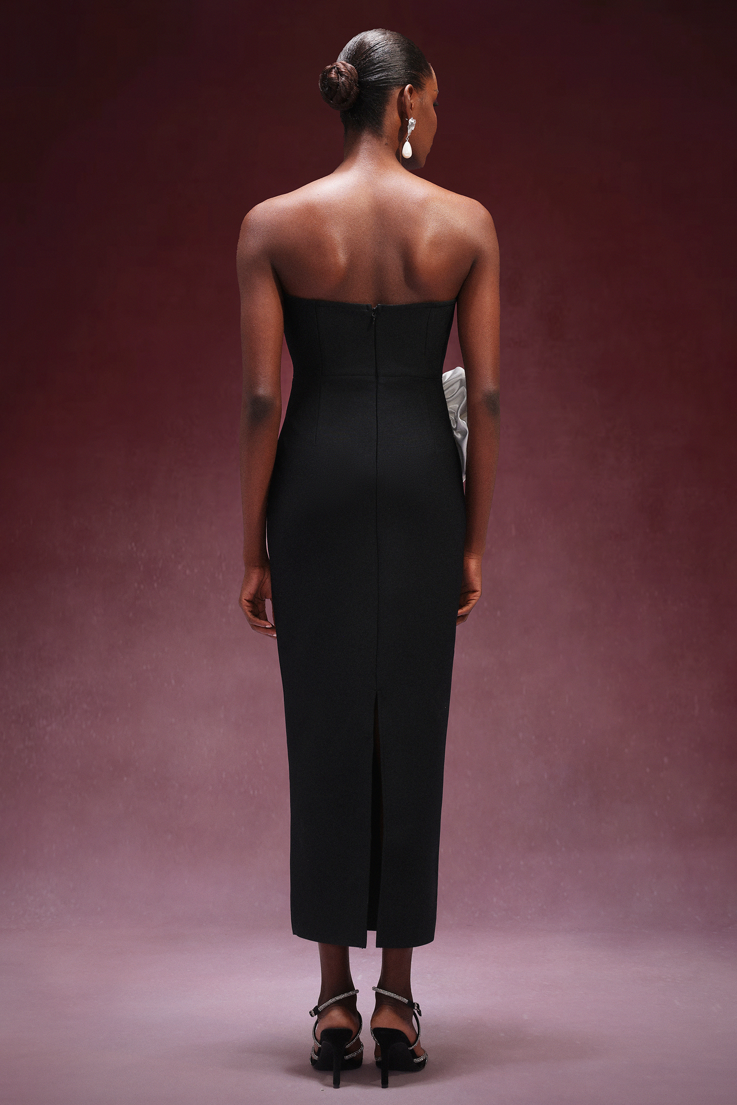 Faithe Big Flower Strapless Bandage Midi Dress