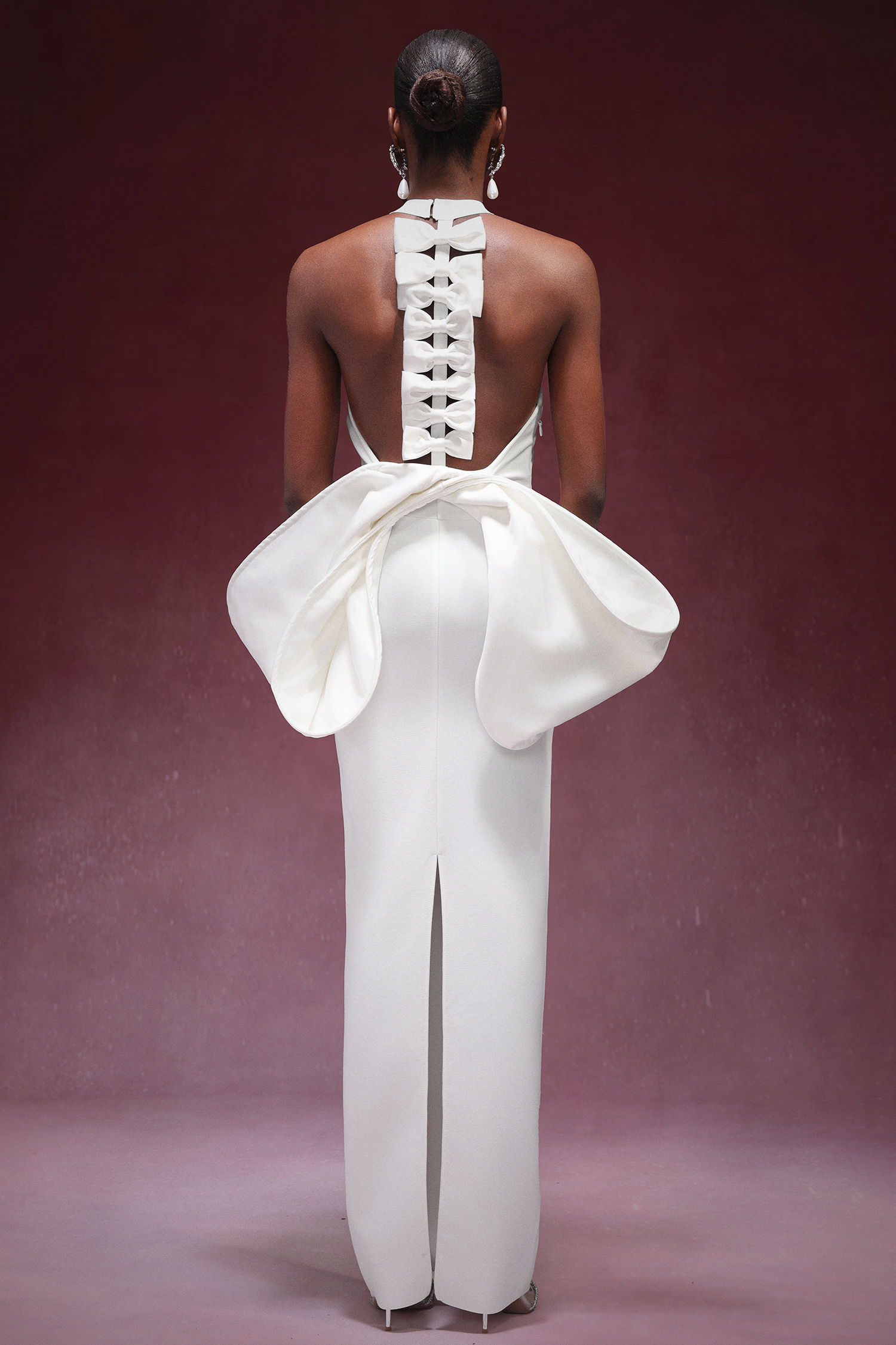 Laney Bows Backless Halter Bandage Maxi Dress