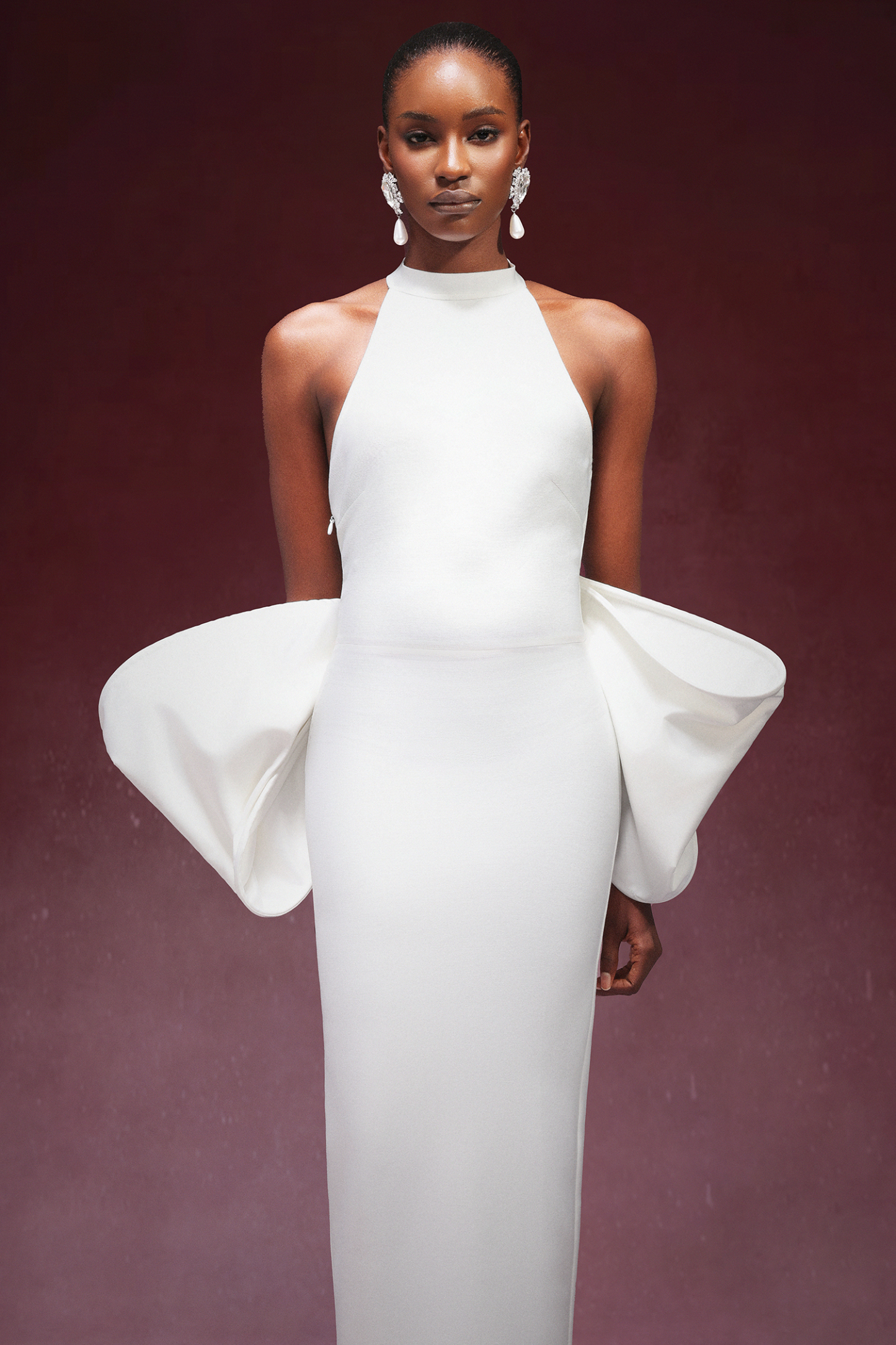 Laney Bows Backless Halter Bandage Maxi Dress