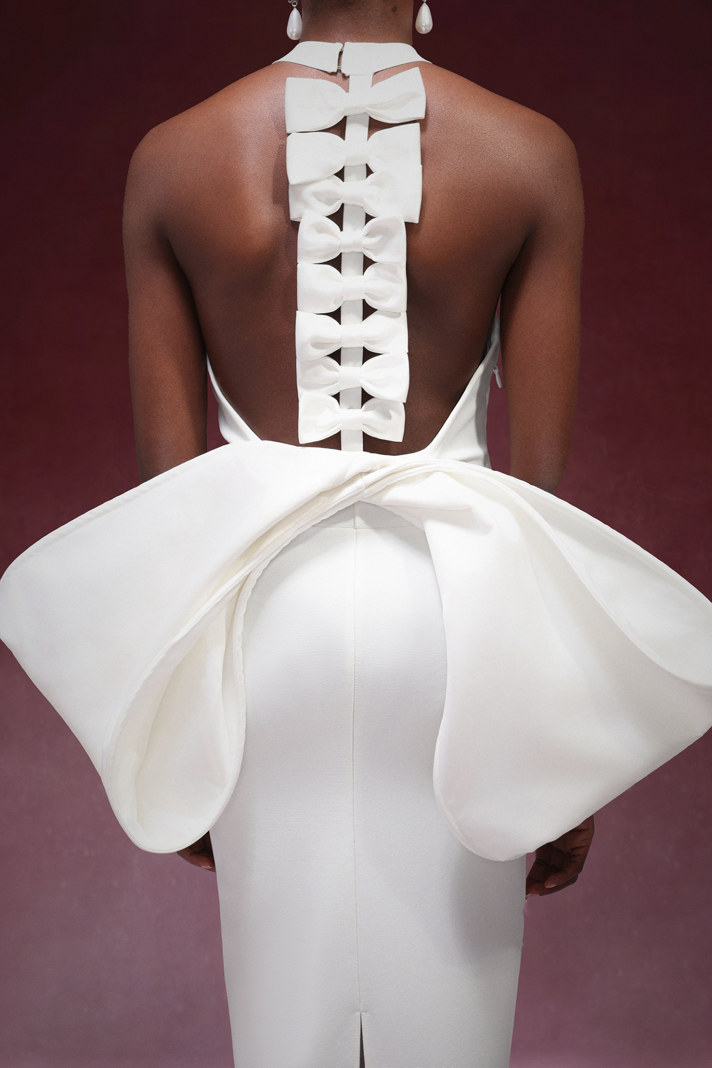 Laney Bows Backless Halter Bandage Maxi Dress