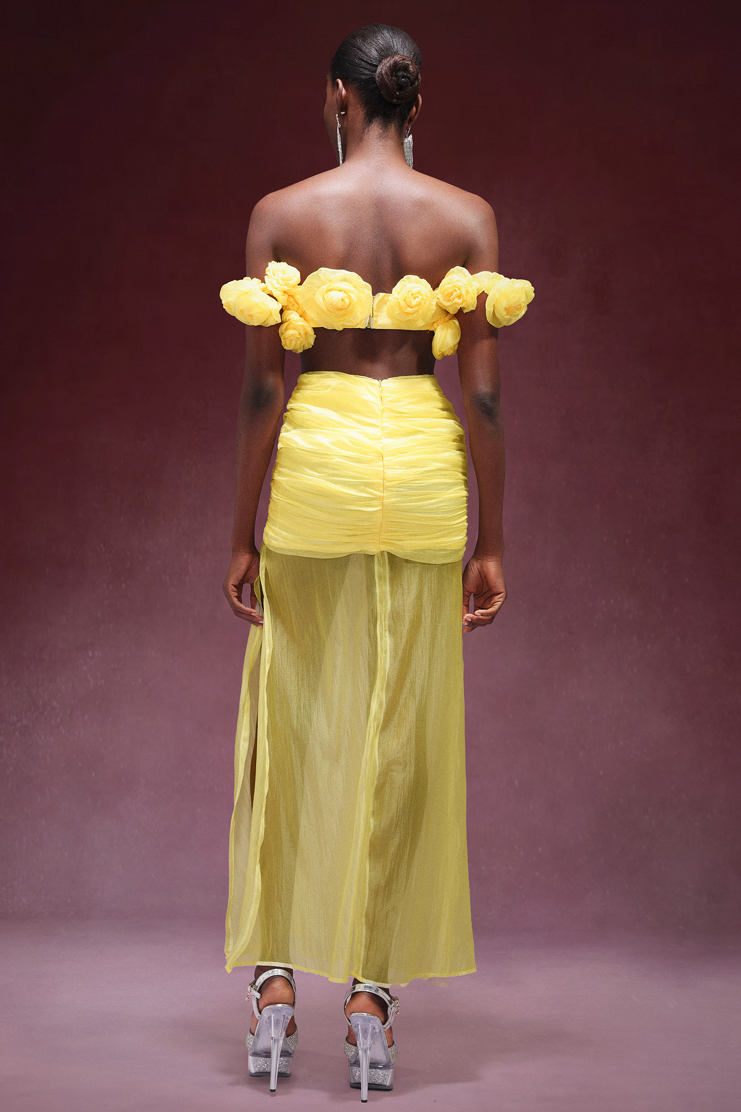 Margaret Flowers High Slit Maxi Set