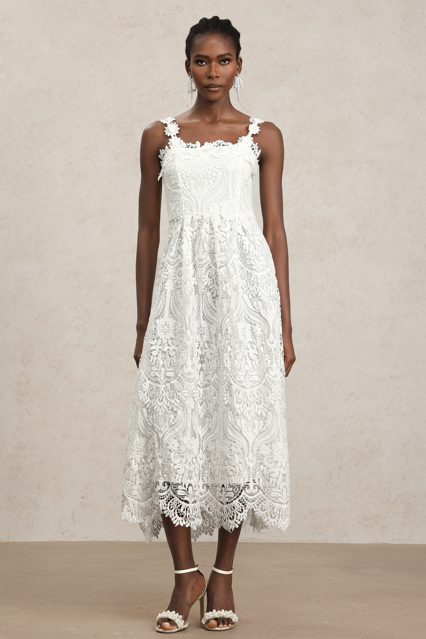 Hope Halter Flowers Lace Maxi Dress